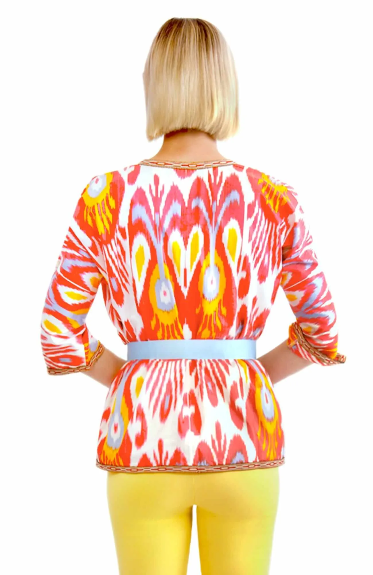 Hand Woven Silk Ikat Jacket wind shield