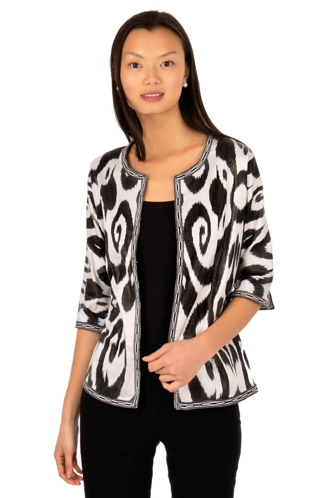 Hand Woven Silk Ikat Jacket wind shield