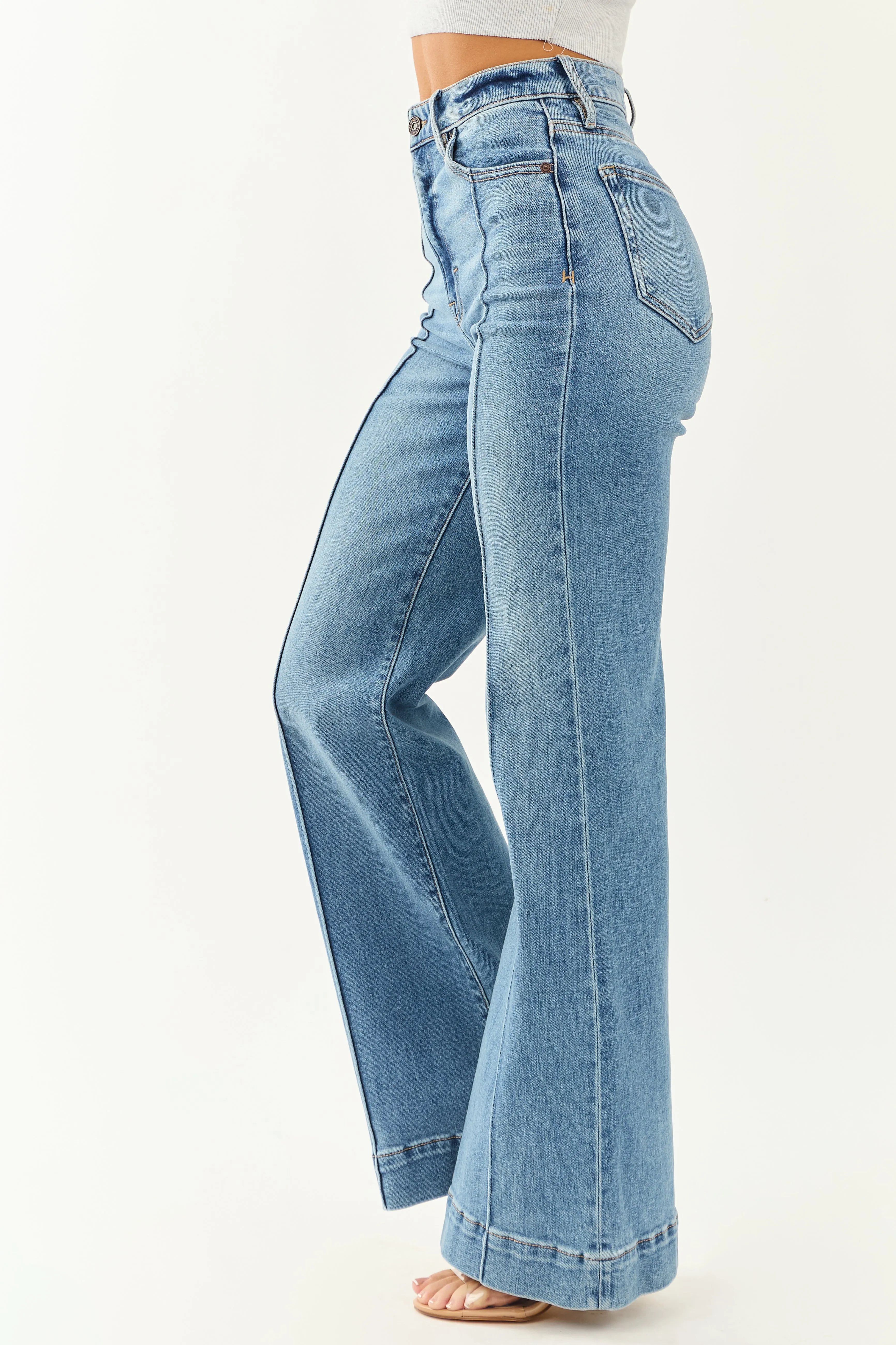 Hidden Medium Wash Bootcut High Rise Stretchy Jeans age neutral