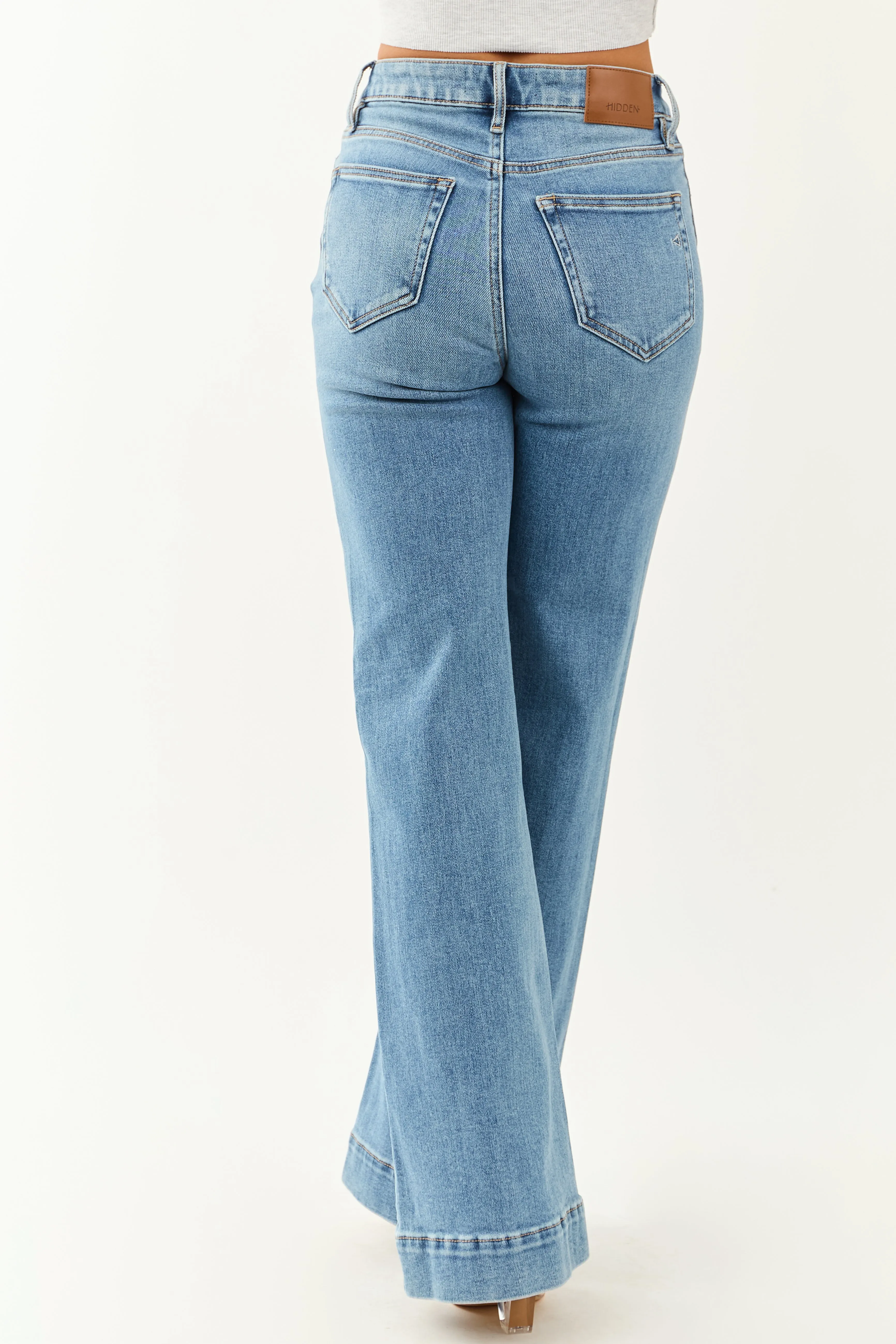 Hidden Medium Wash Bootcut High Rise Stretchy Jeans age neutral