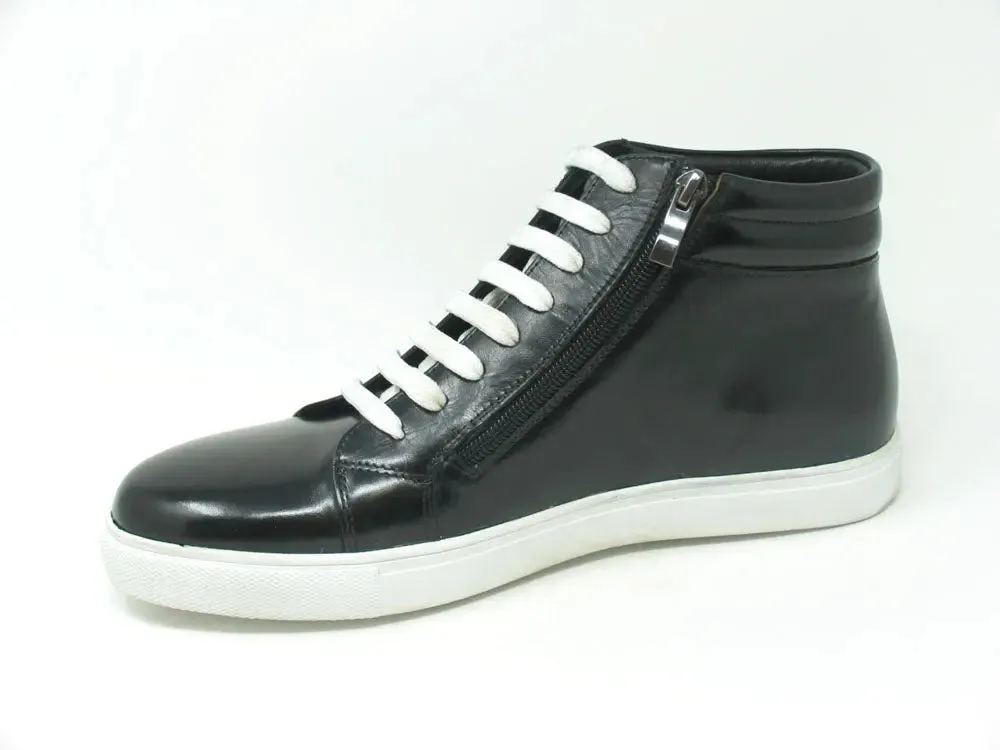 High Top Side Zipper Leather Sneaker move easy
