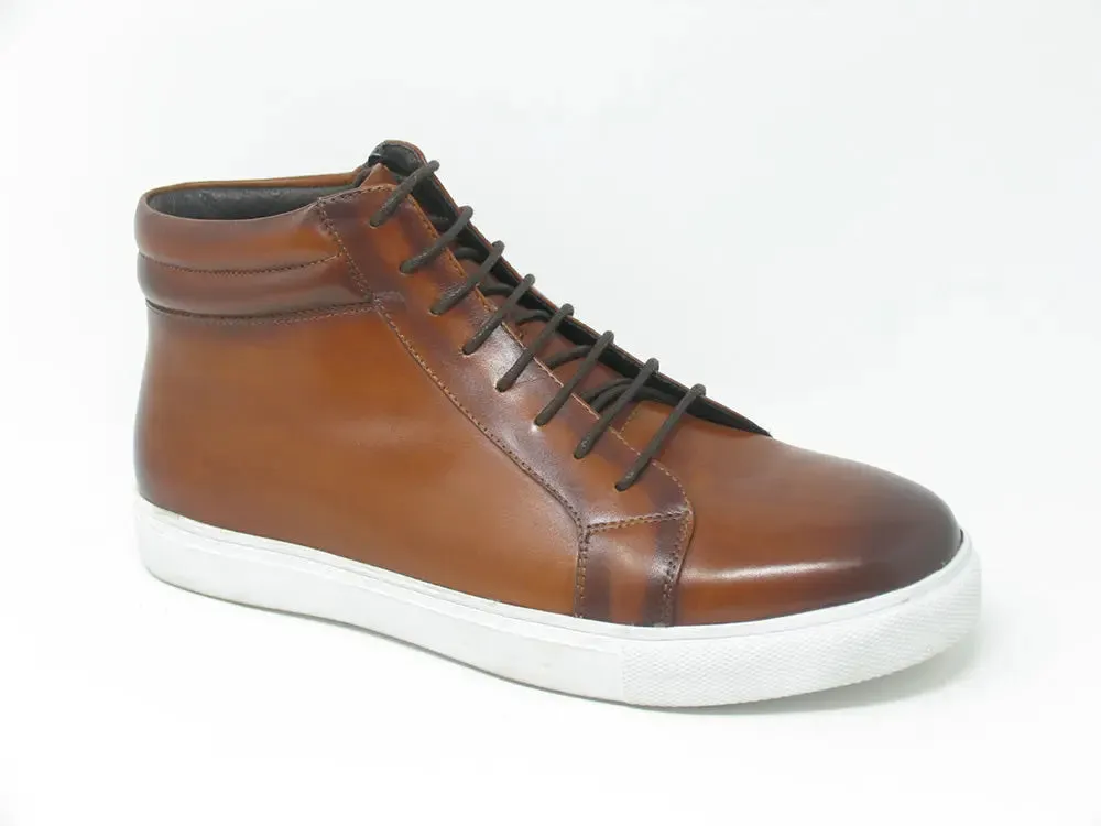 High Top Side Zipper Leather Sneaker move easy