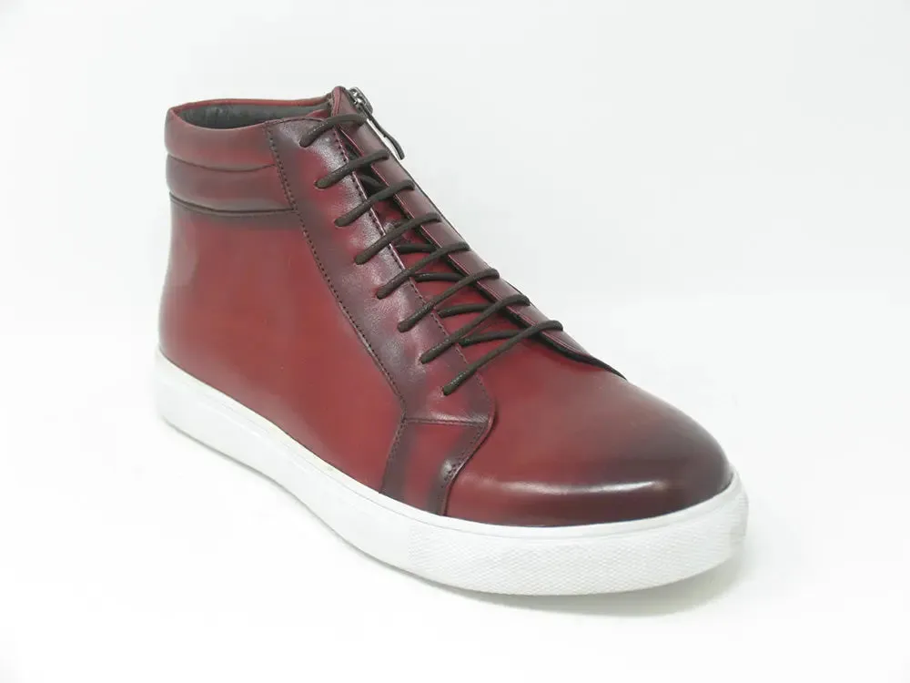 High Top Side Zipper Leather Sneaker move easy