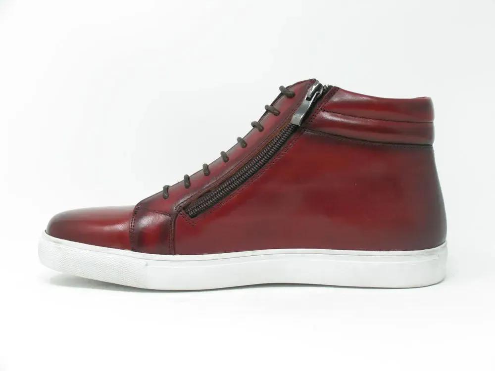 High Top Side Zipper Leather Sneaker move easy