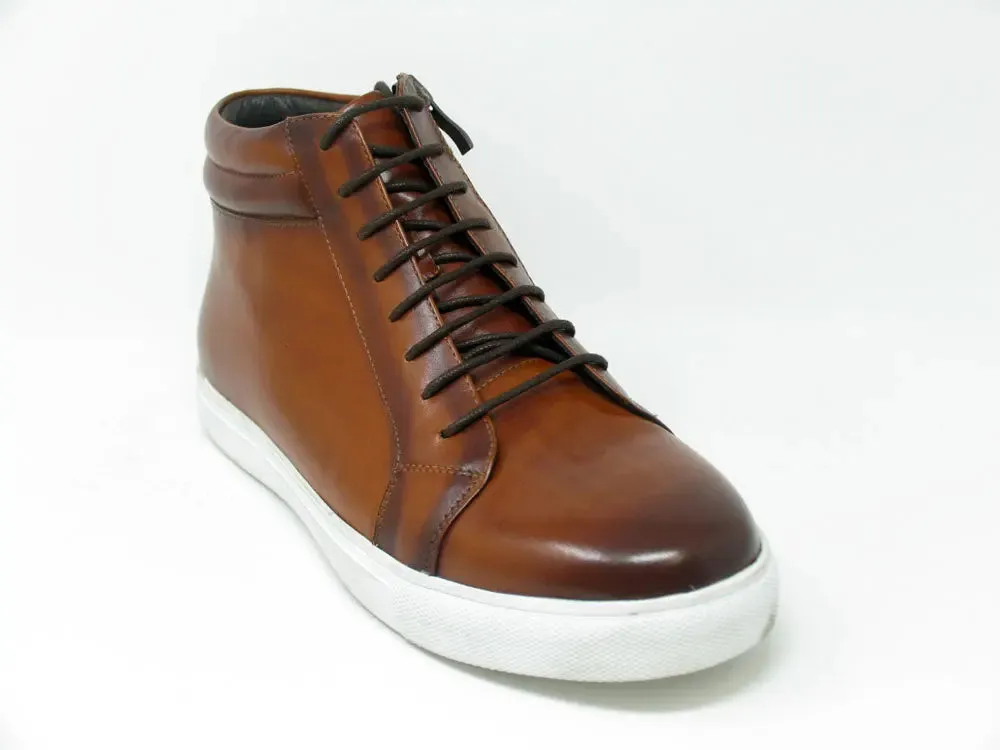 High Top Side Zipper Leather Sneaker move easy