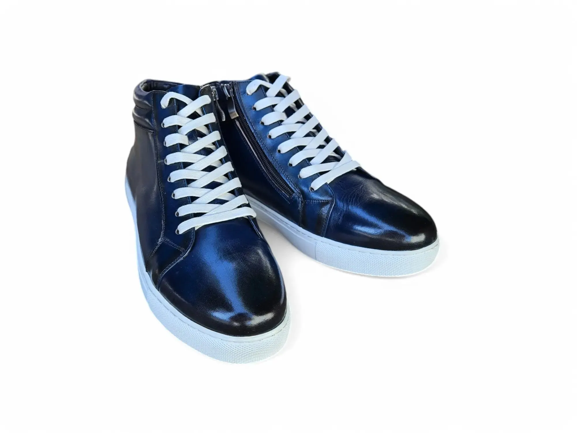 High Top Side Zipper Leather Sneaker move easy