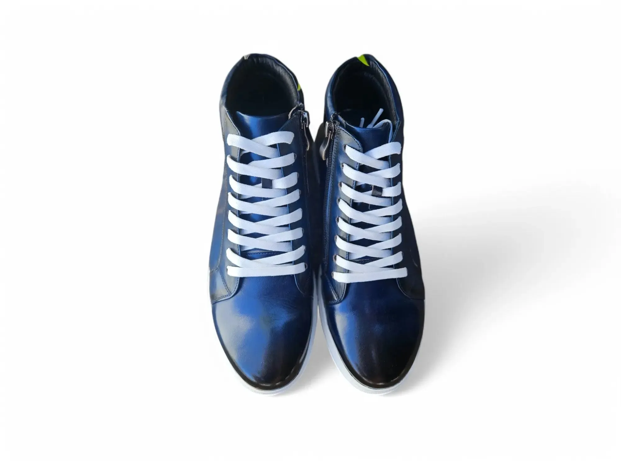 High Top Side Zipper Leather Sneaker move easy