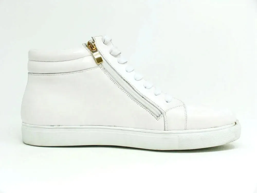 High Top Side Zipper Leather Sneaker move easy