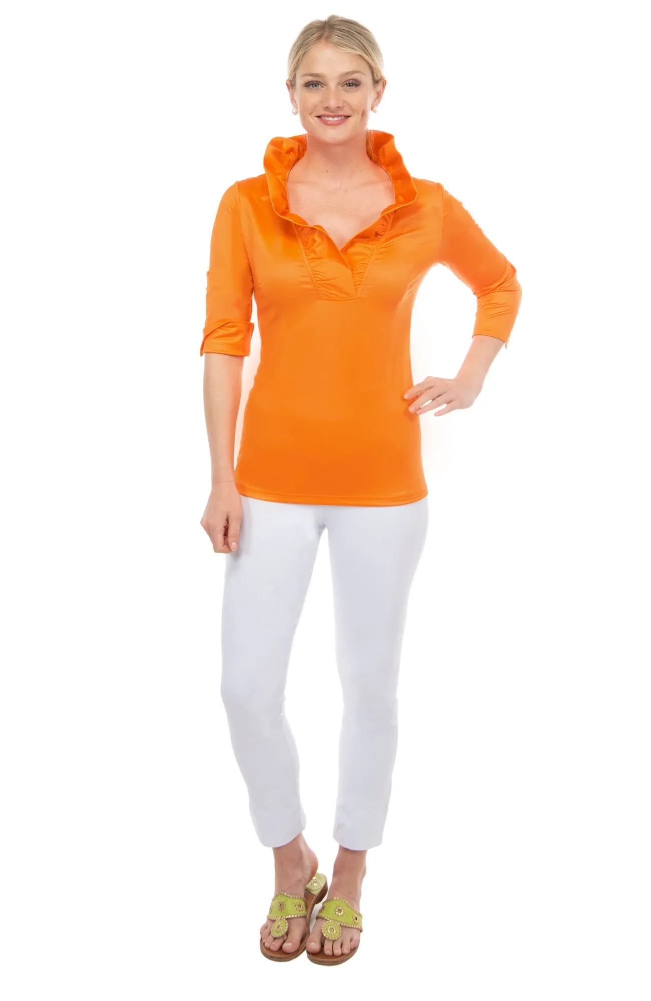 Jersey Ruffneck 3/4 Sleeve Top - Solid parent-child coord
