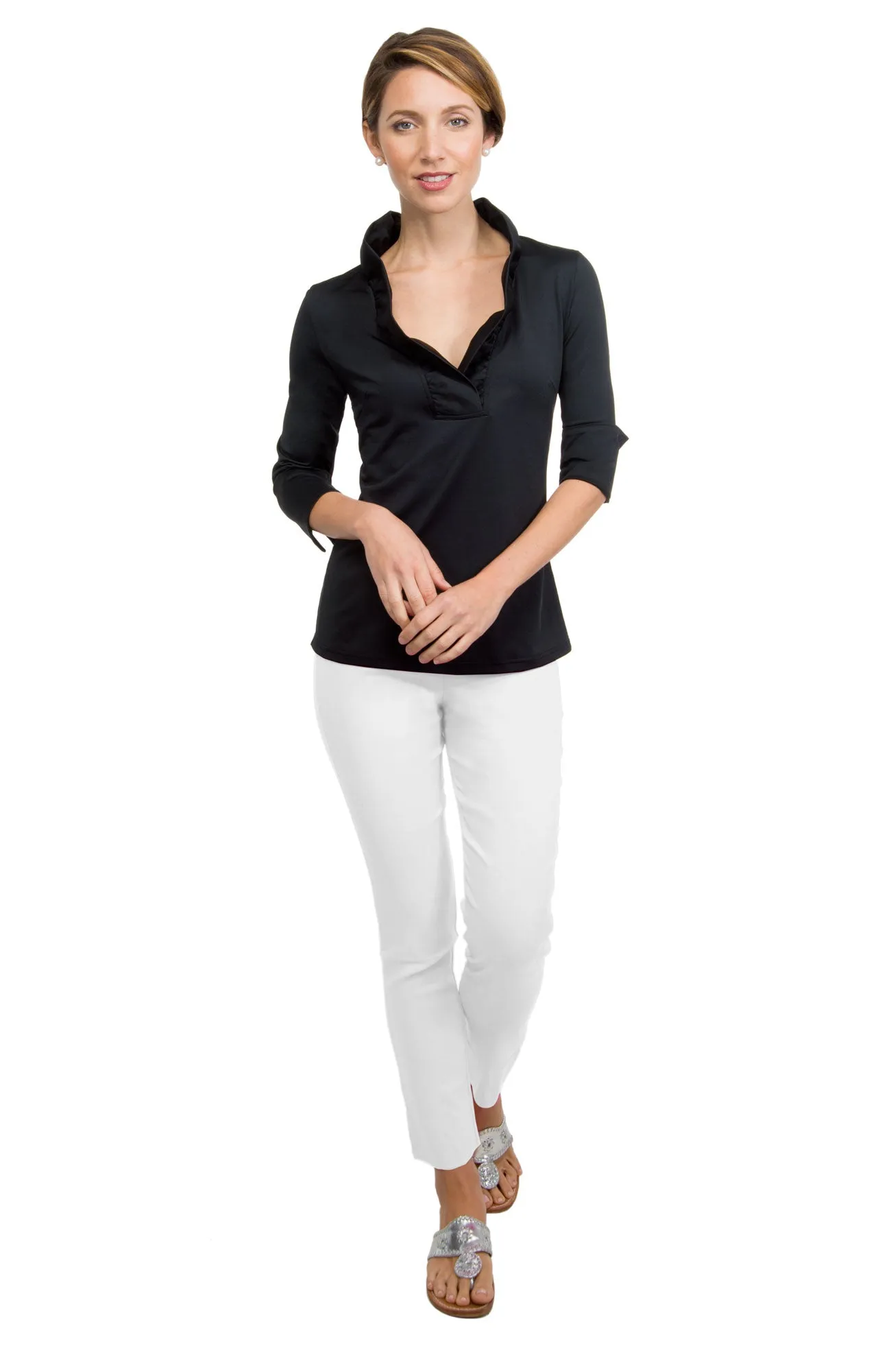 Jersey Ruffneck 3/4 Sleeve Top - Solid parent-child coord