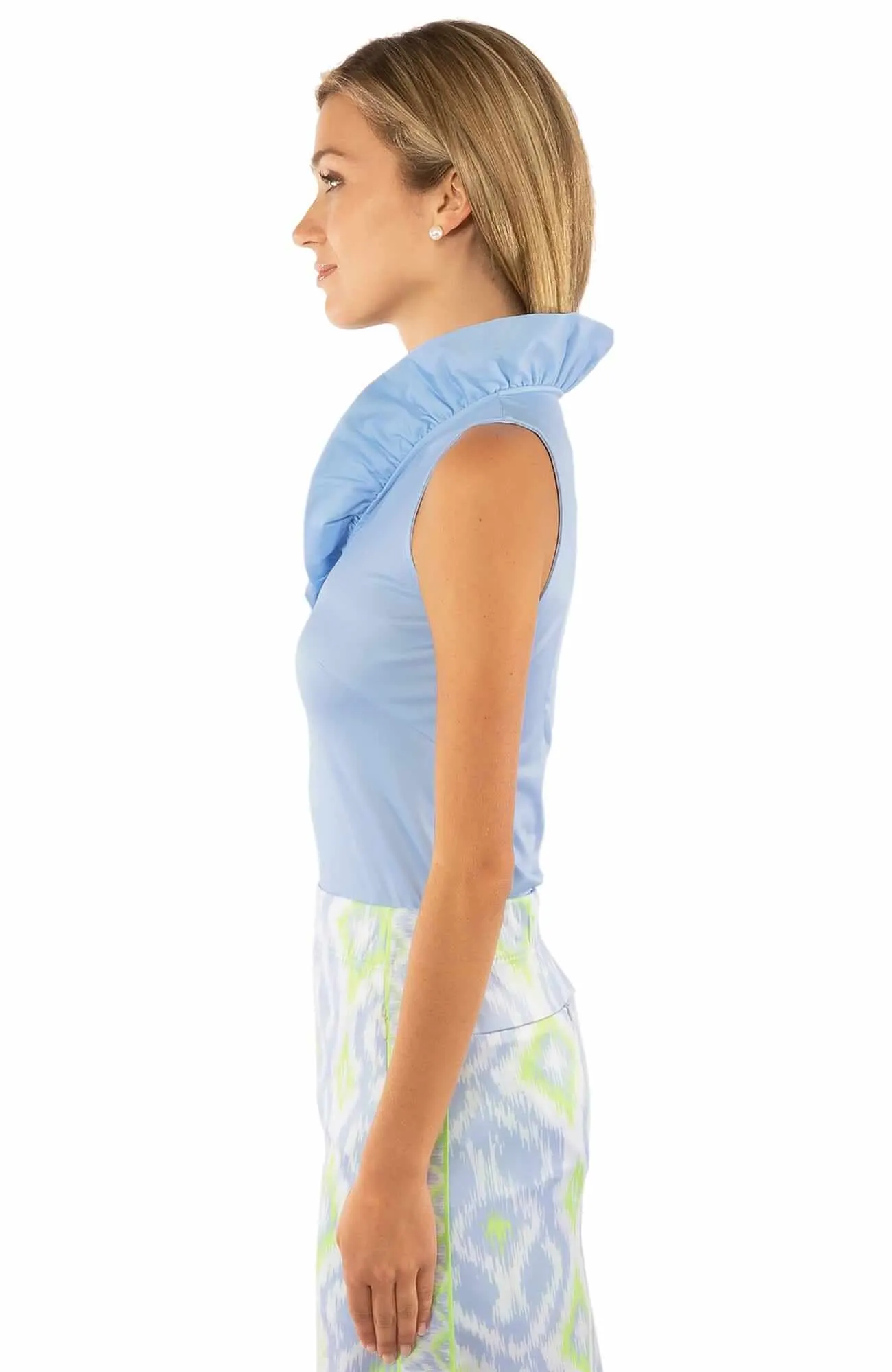 Jersey Sleeveless Ruffneck Top - Solid evening gown