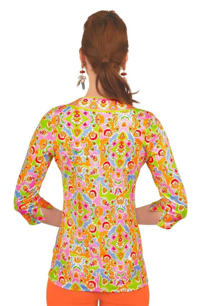 Jersey Split Neck Top - Watteau party glam