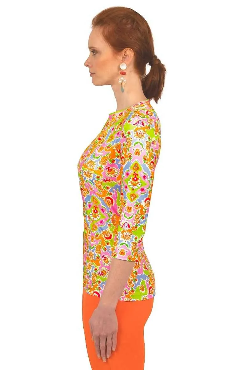 Jersey Split Neck Top - Watteau party glam
