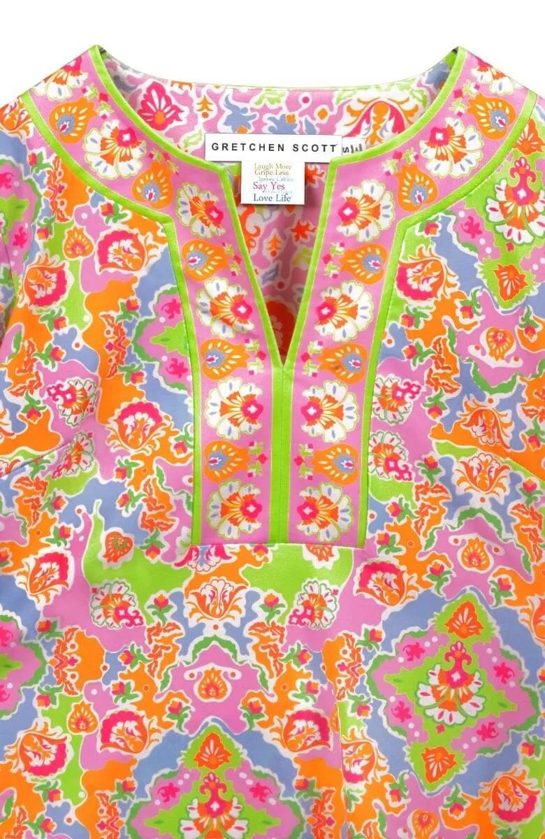 Jersey Split Neck Top - Watteau party glam