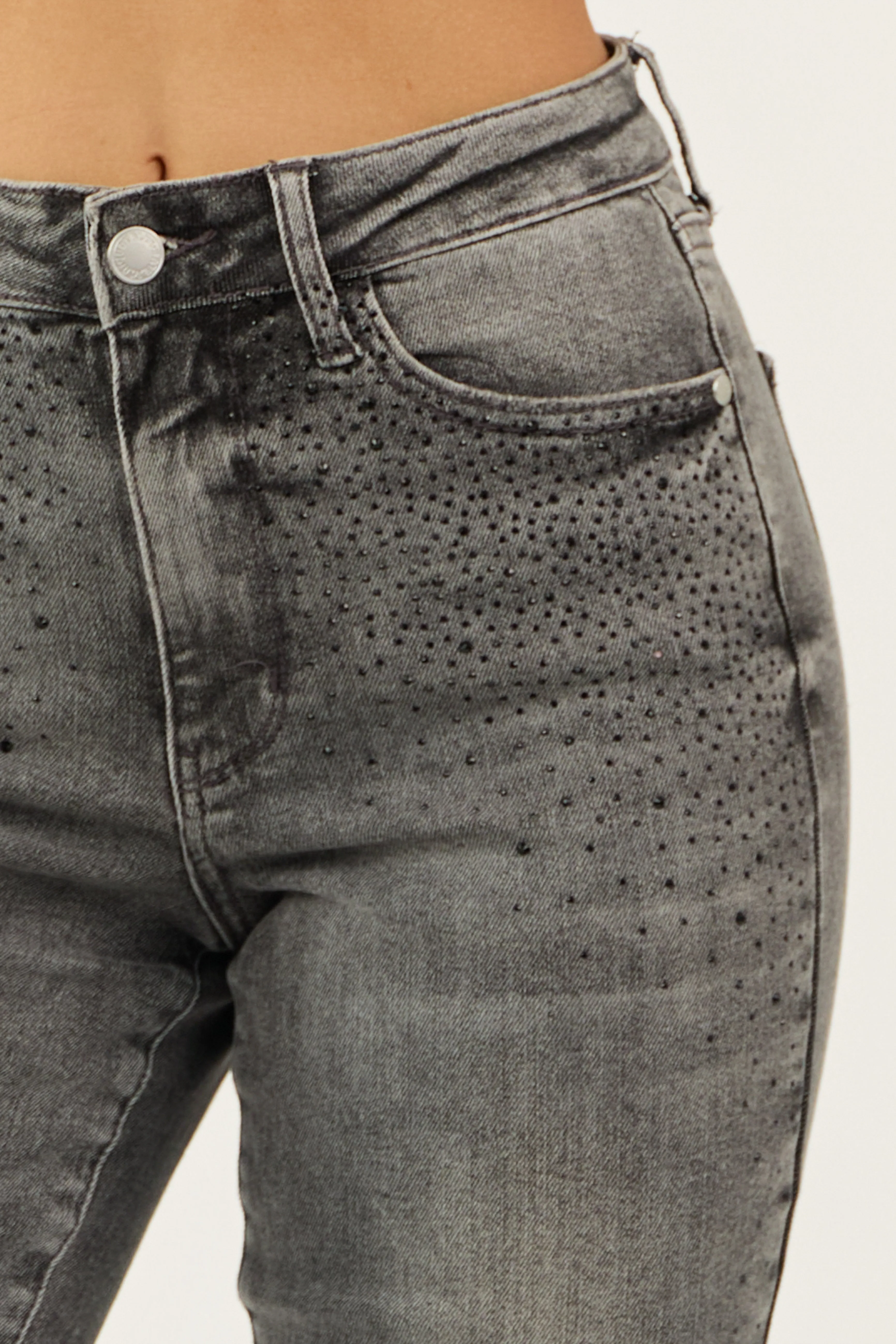 Judy Blue Stone Rhinestone Detail Straight Jeans firm form