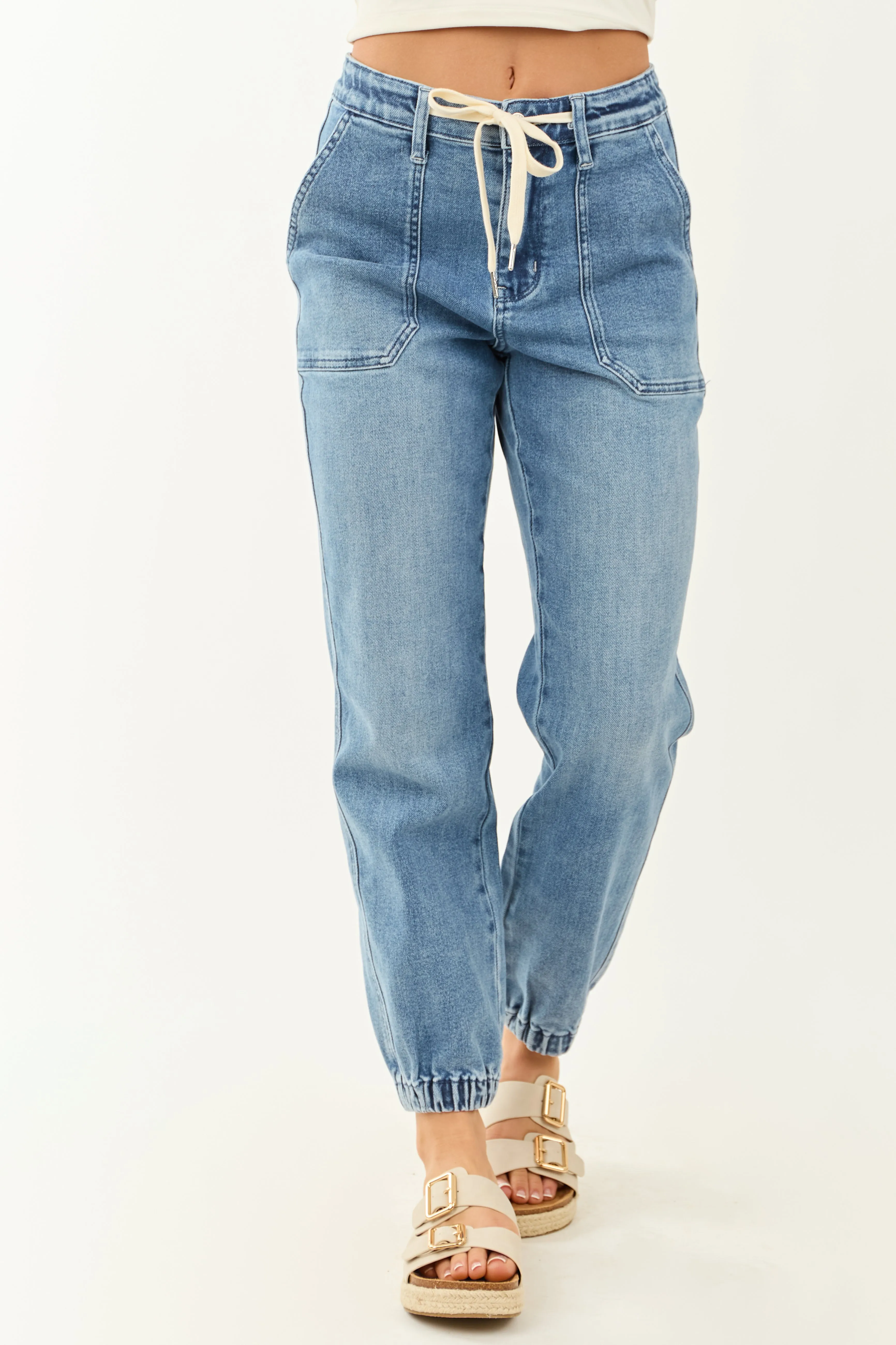 Judy Blue Stretchy Drawstring Tie Jogger Jeans look ready