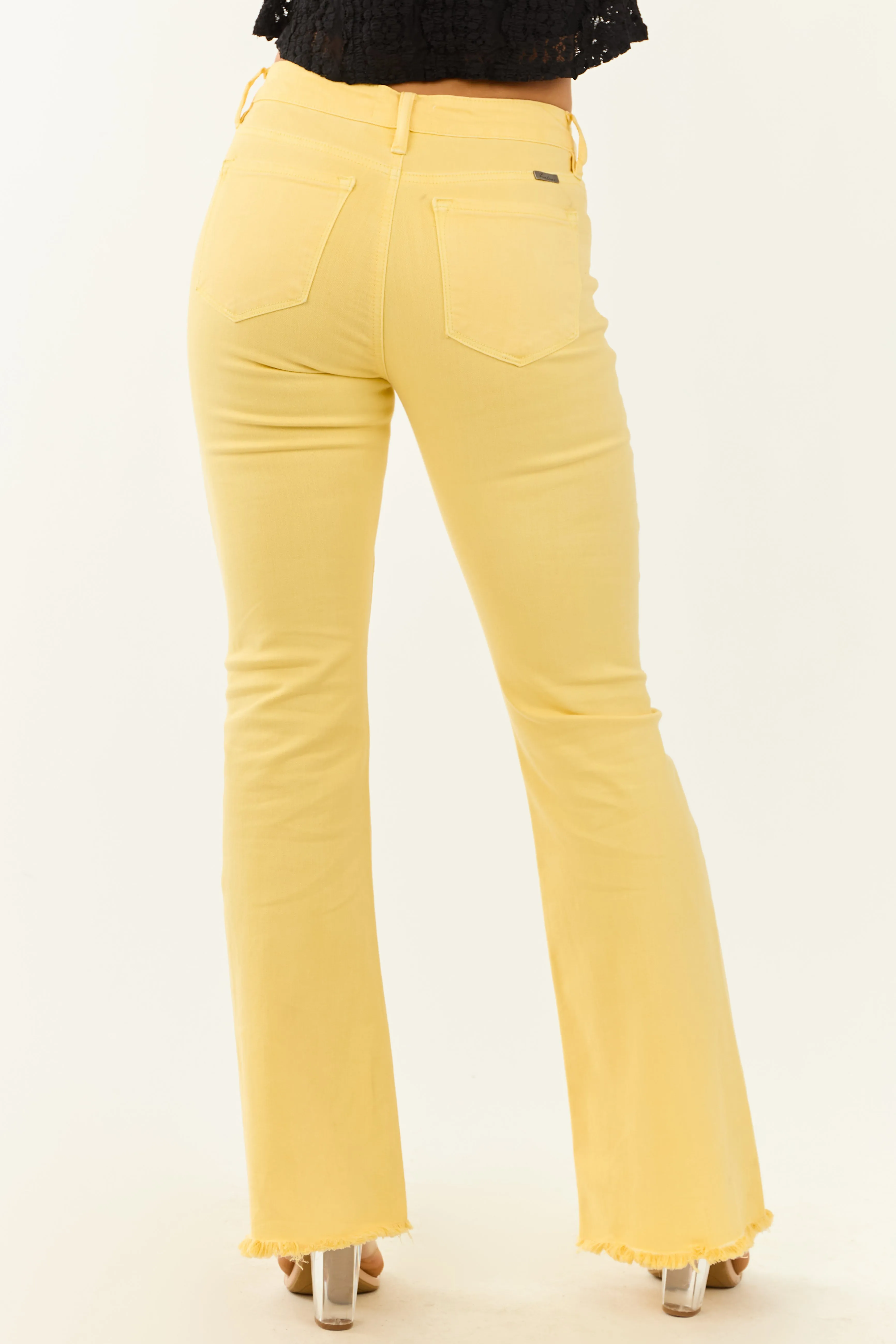 KanCan Lemon Stretchy Button Fly Flare Jeans age reducer