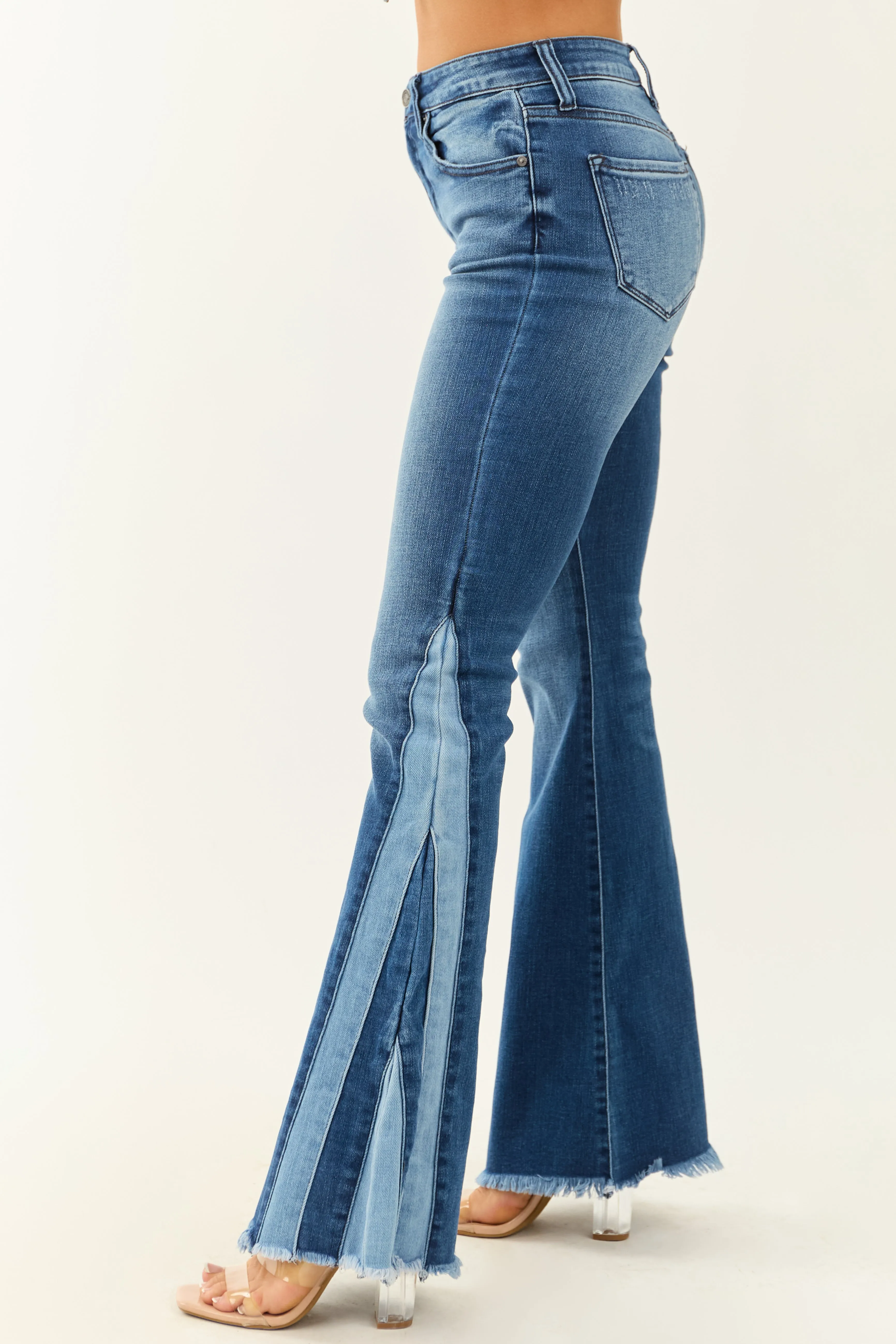 KanCan Stretchy Flare Seam Piecing Detail Jeans warm cool
