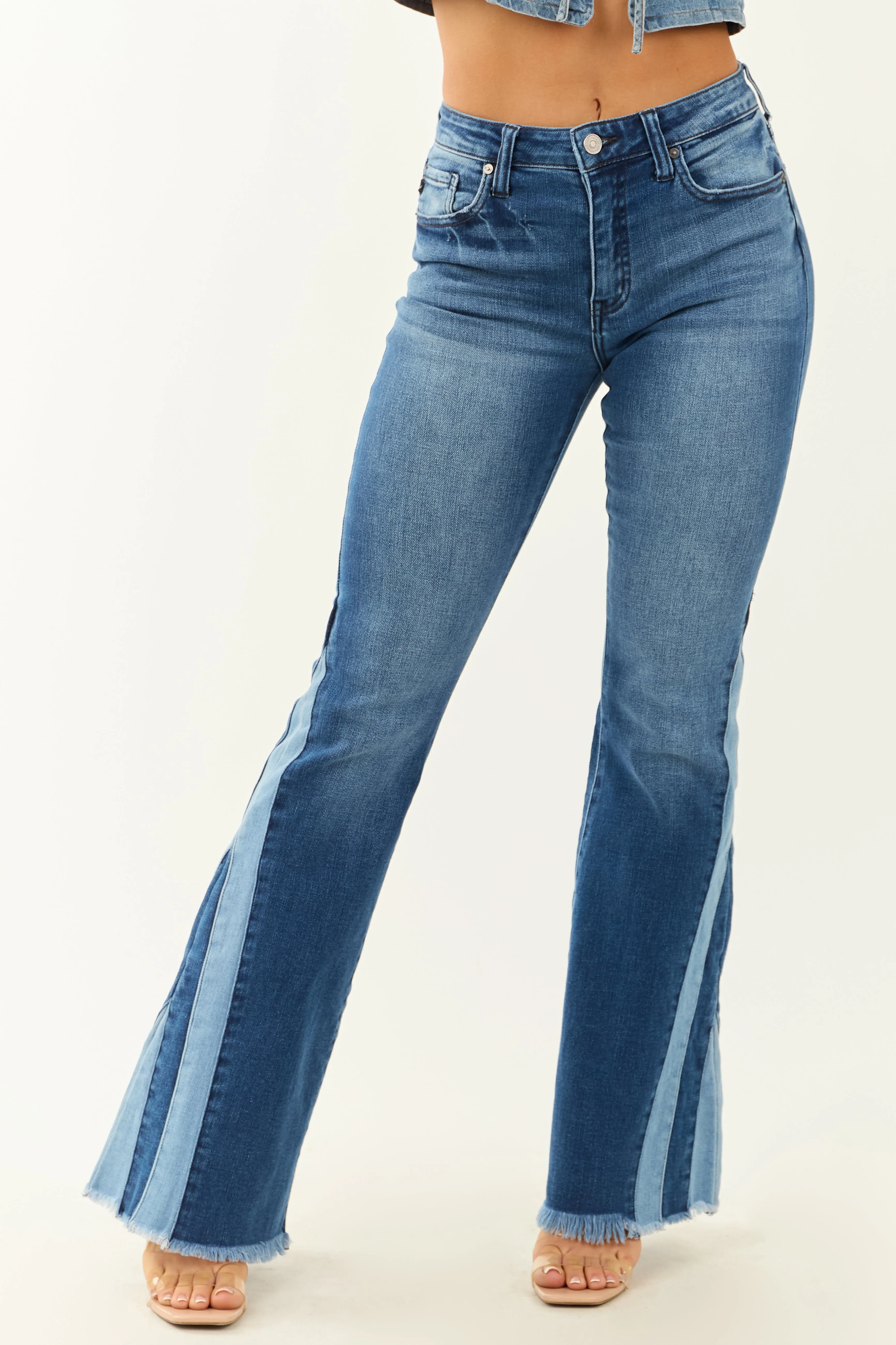 KanCan Stretchy Flare Seam Piecing Detail Jeans warm cool