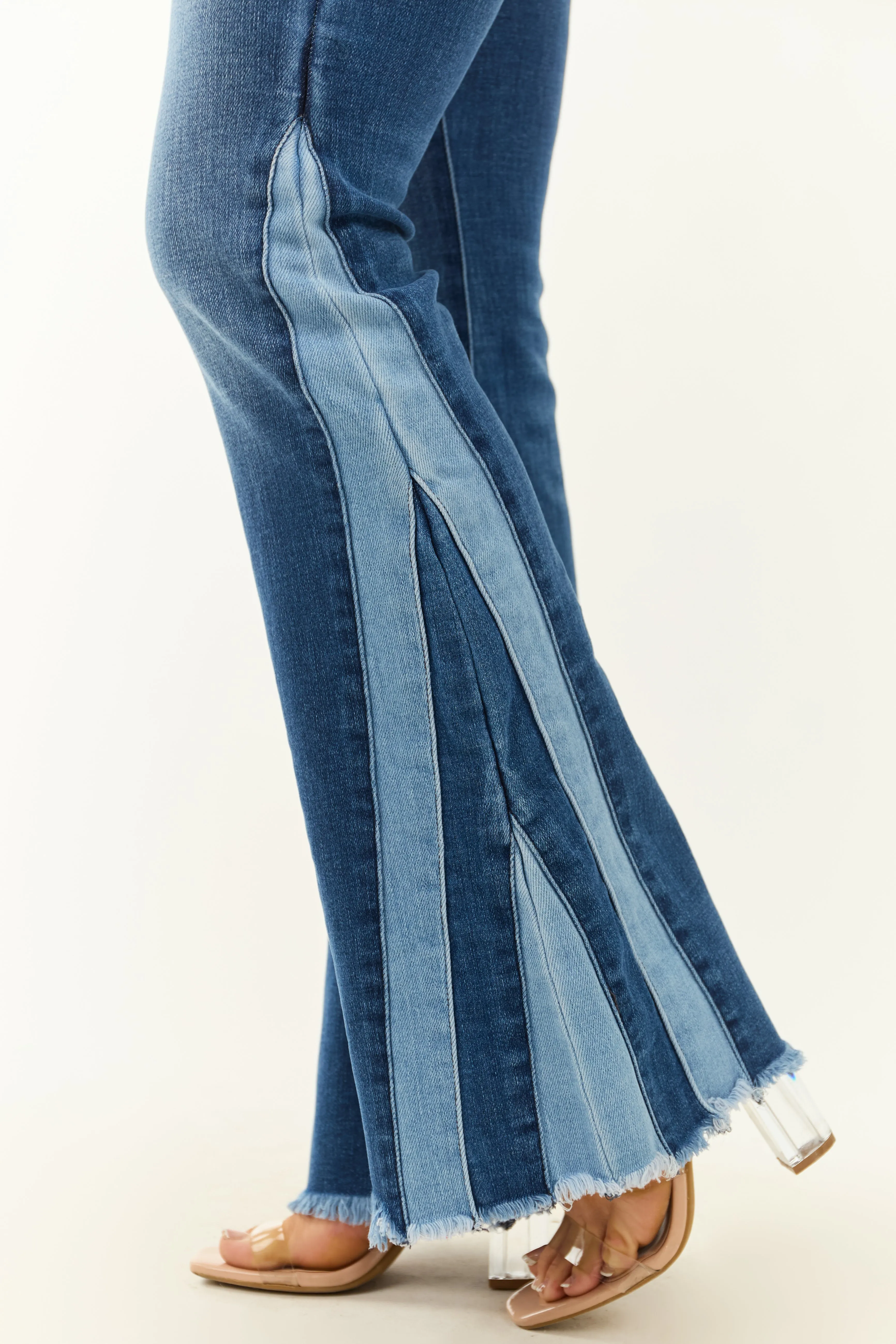 KanCan Stretchy Flare Seam Piecing Detail Jeans warm cool