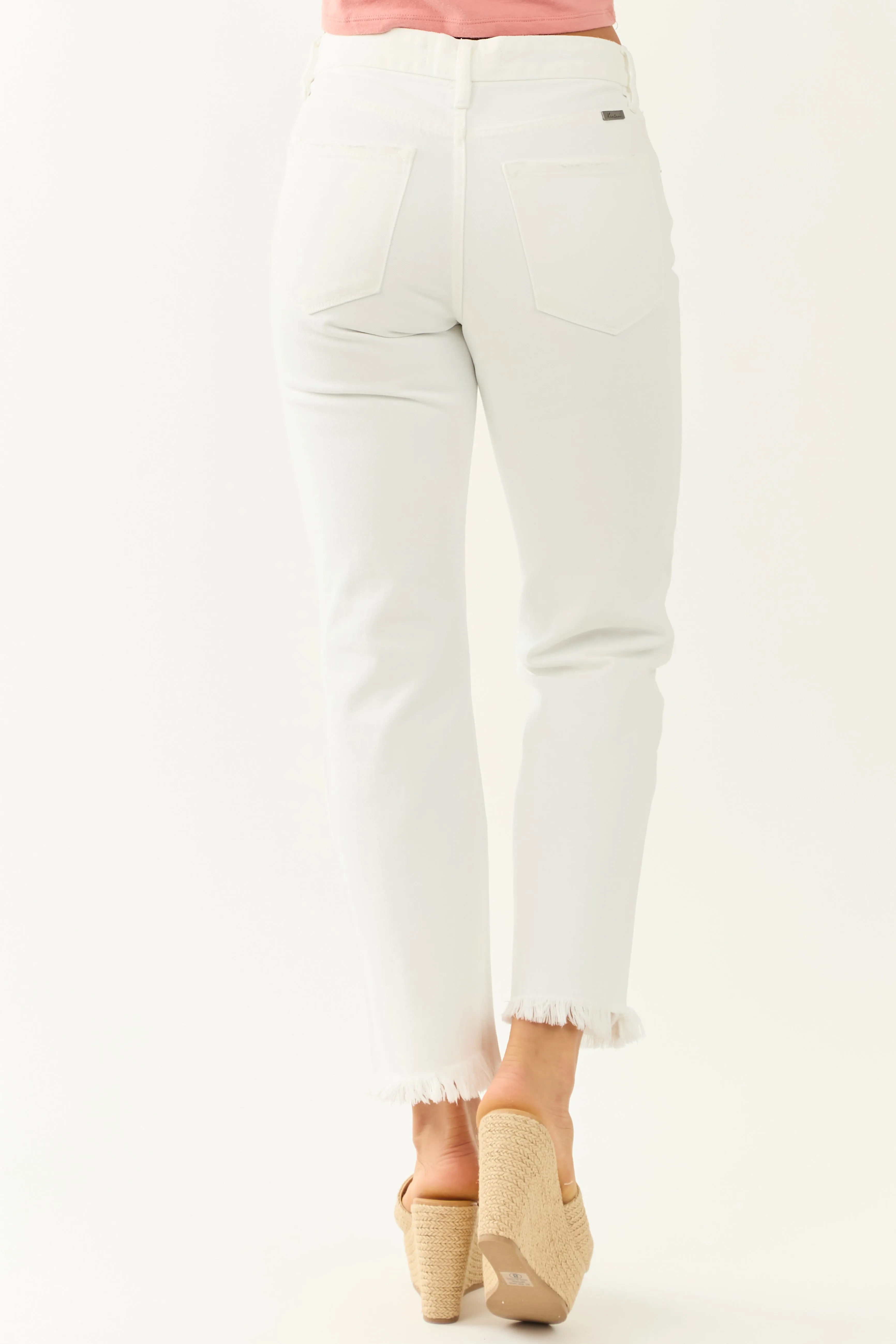KanCan White High Rise Straight Leg Cropped Jeans season proof