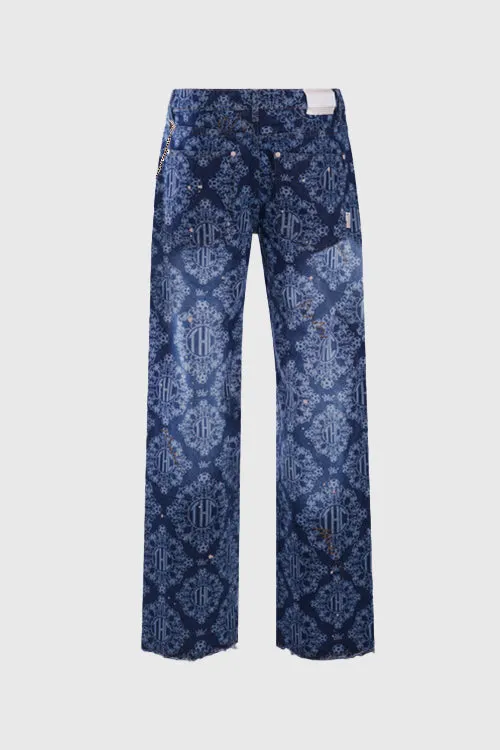 Laser Etched Painter Baggy Denim Jeans refined form