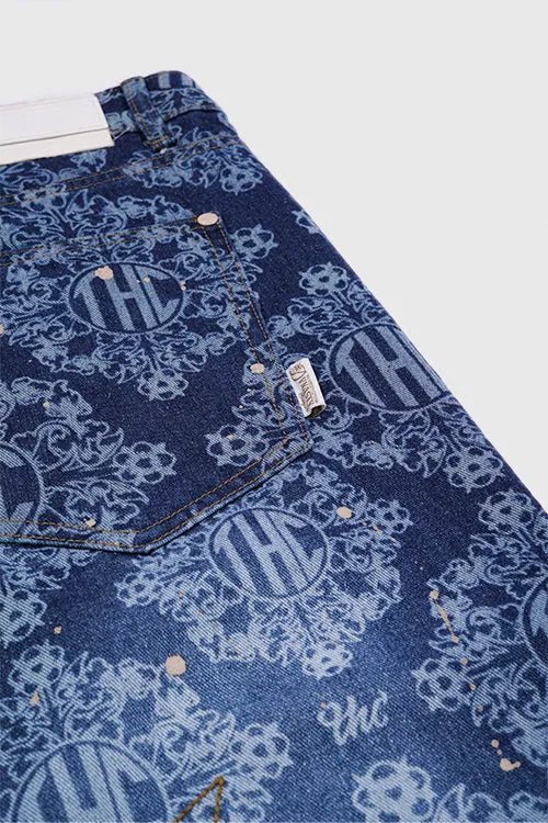 Laser Etched Painter Baggy Denim Jeans refined form
