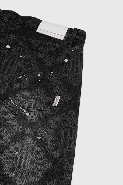 Laser Etched Painter Baggy Denim Jeans wear voice