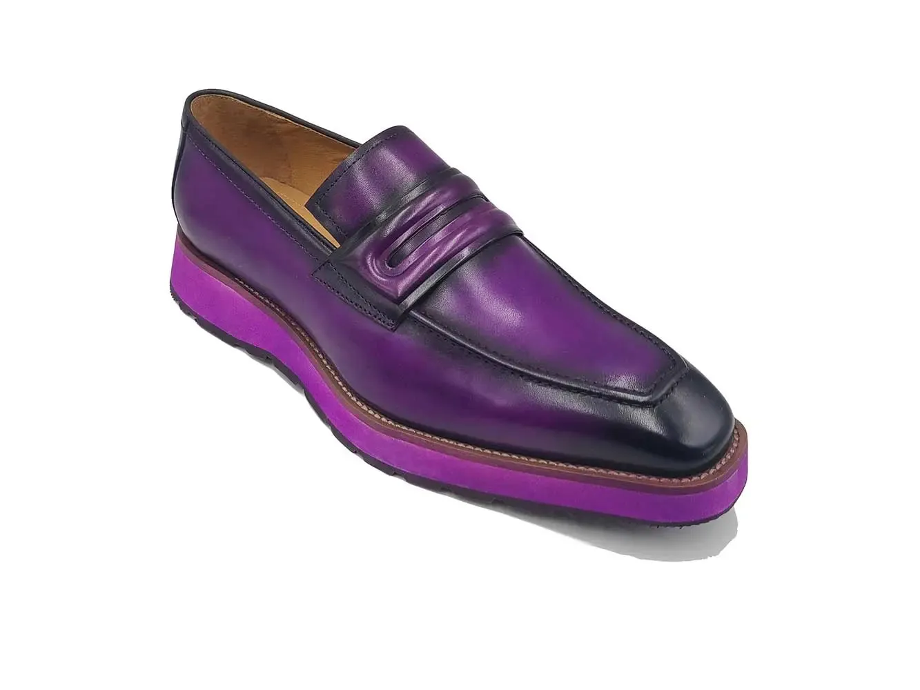 Leather Penny Loafer in Chunky Sole soft motion