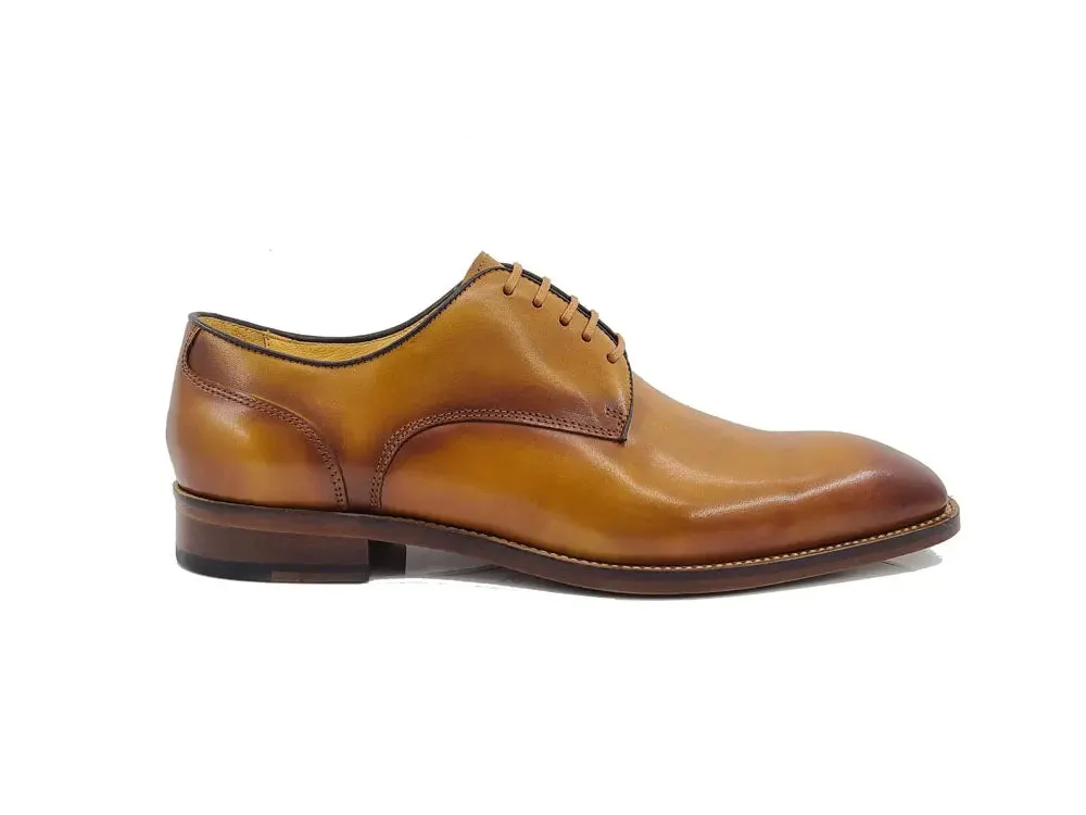 Leather Sole Plain Toe Burnished Blucher breathable feel