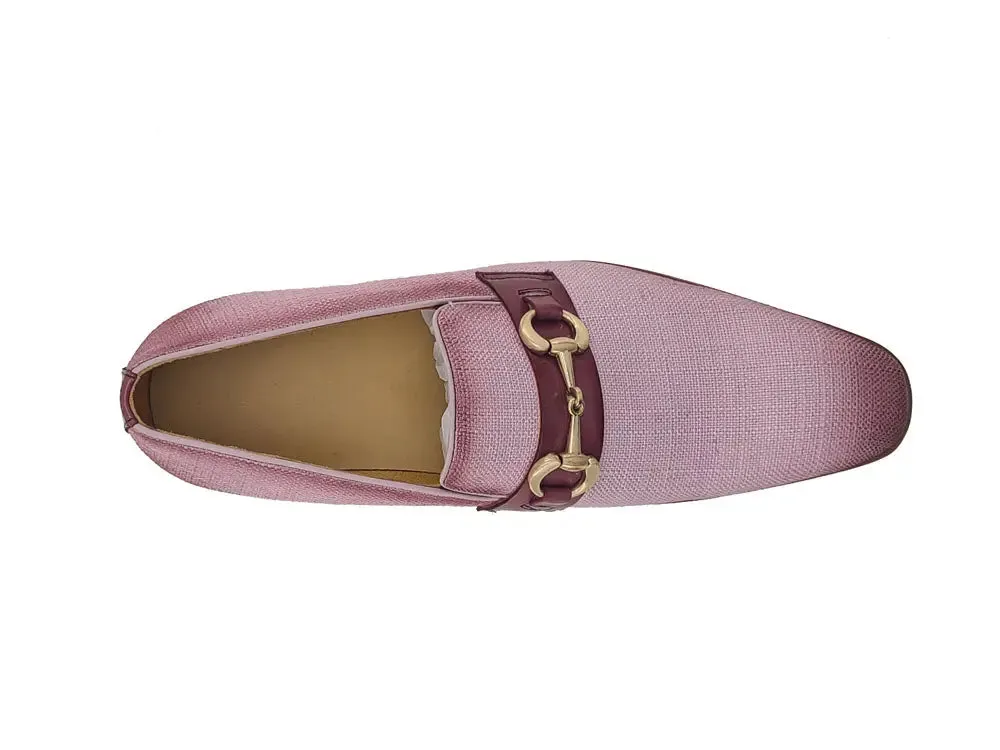 Linen Loafer With Gold Tone Buckle elegant step