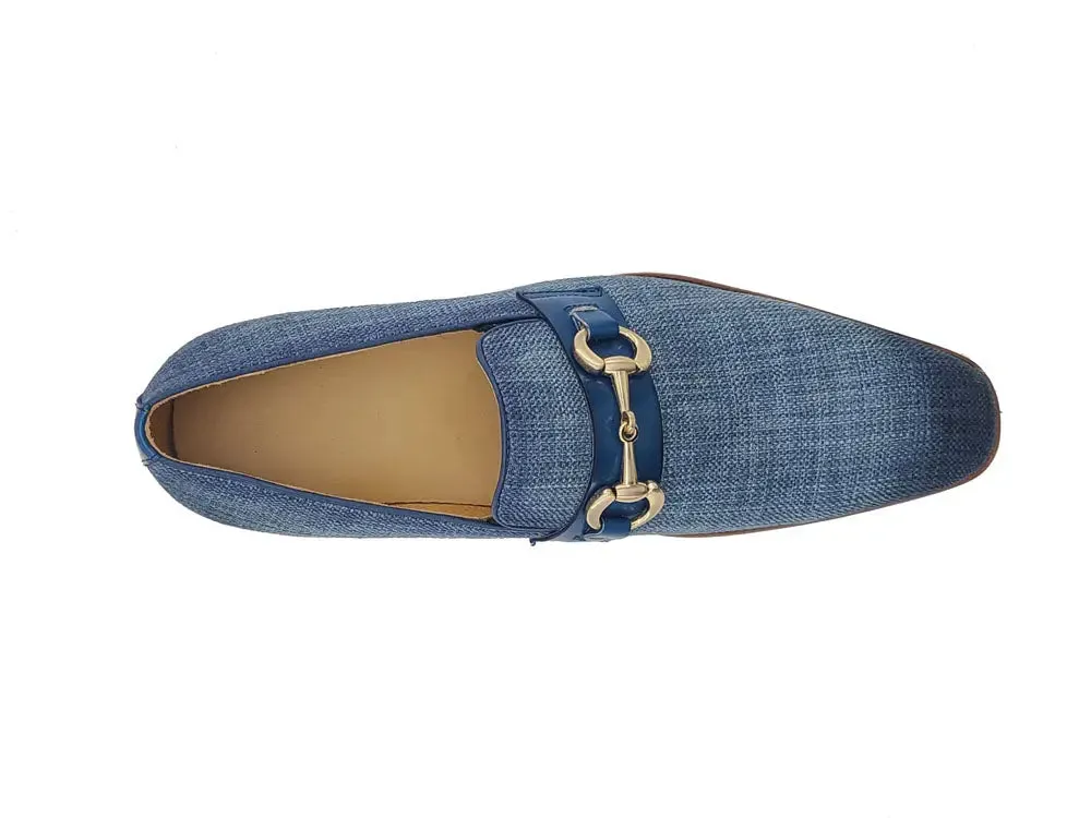 Linen Loafer With Gold Tone Buckle elegant step