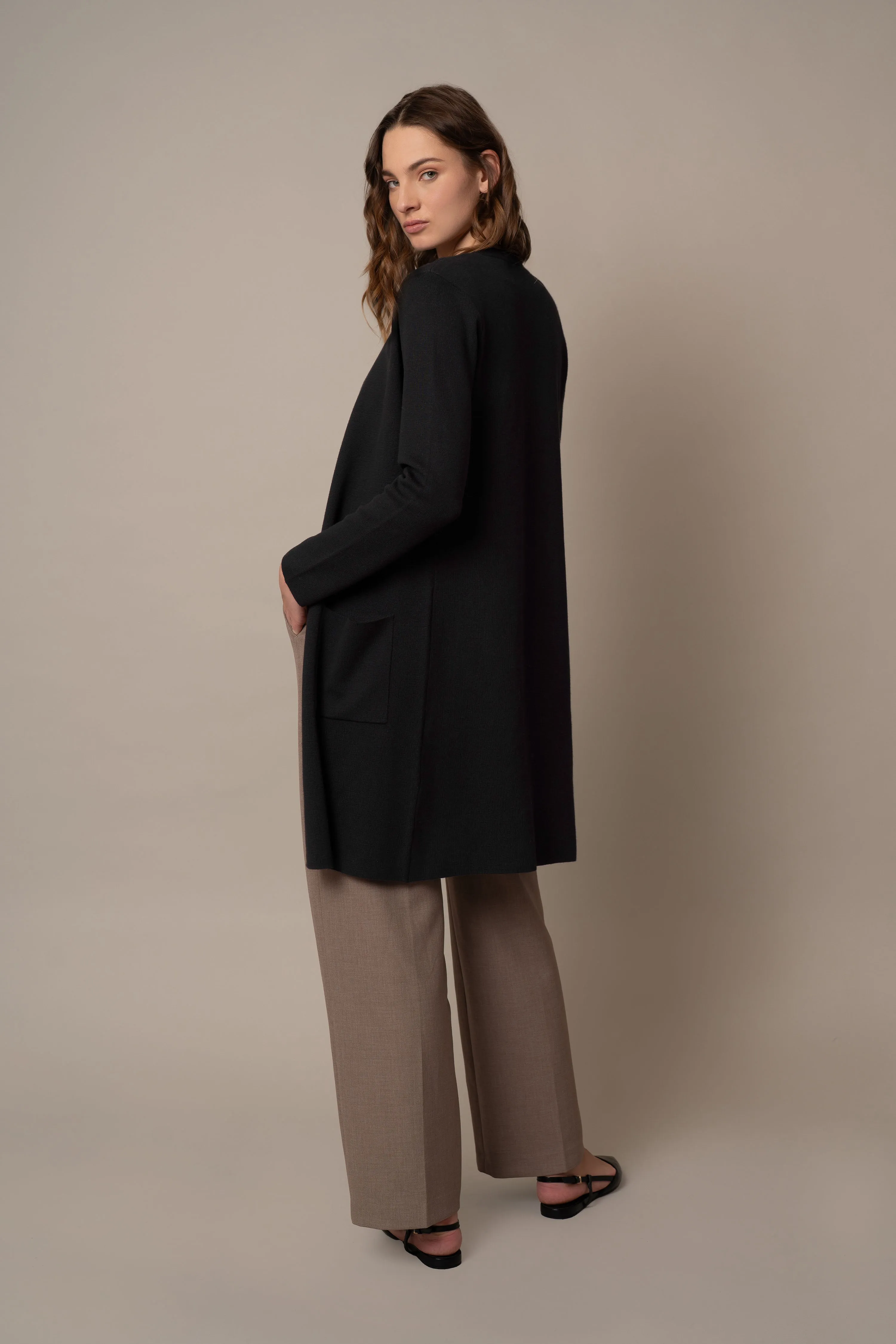 Long Open Cardigan with Pockets daily chic