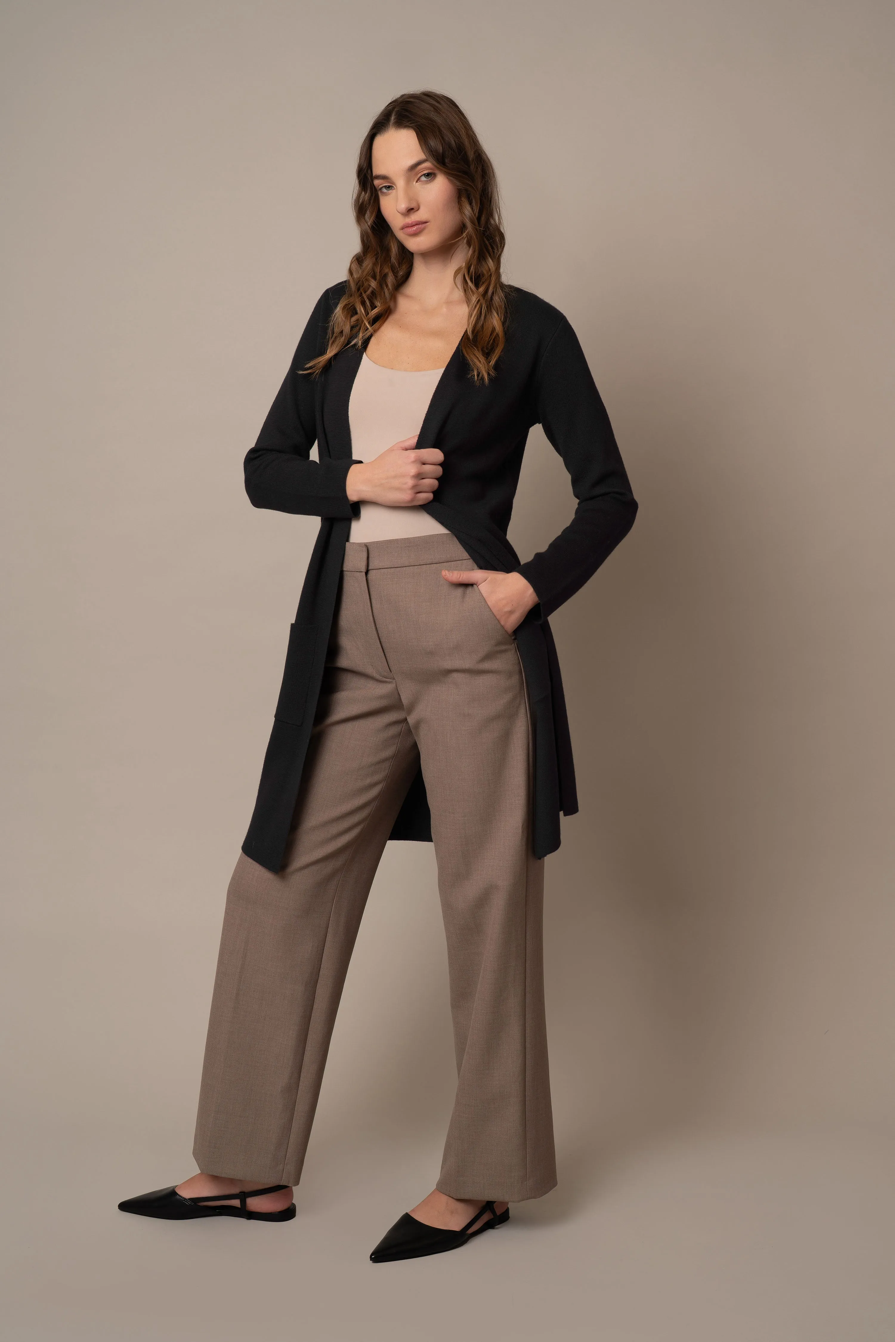 Long Open Cardigan with Pockets daily chic