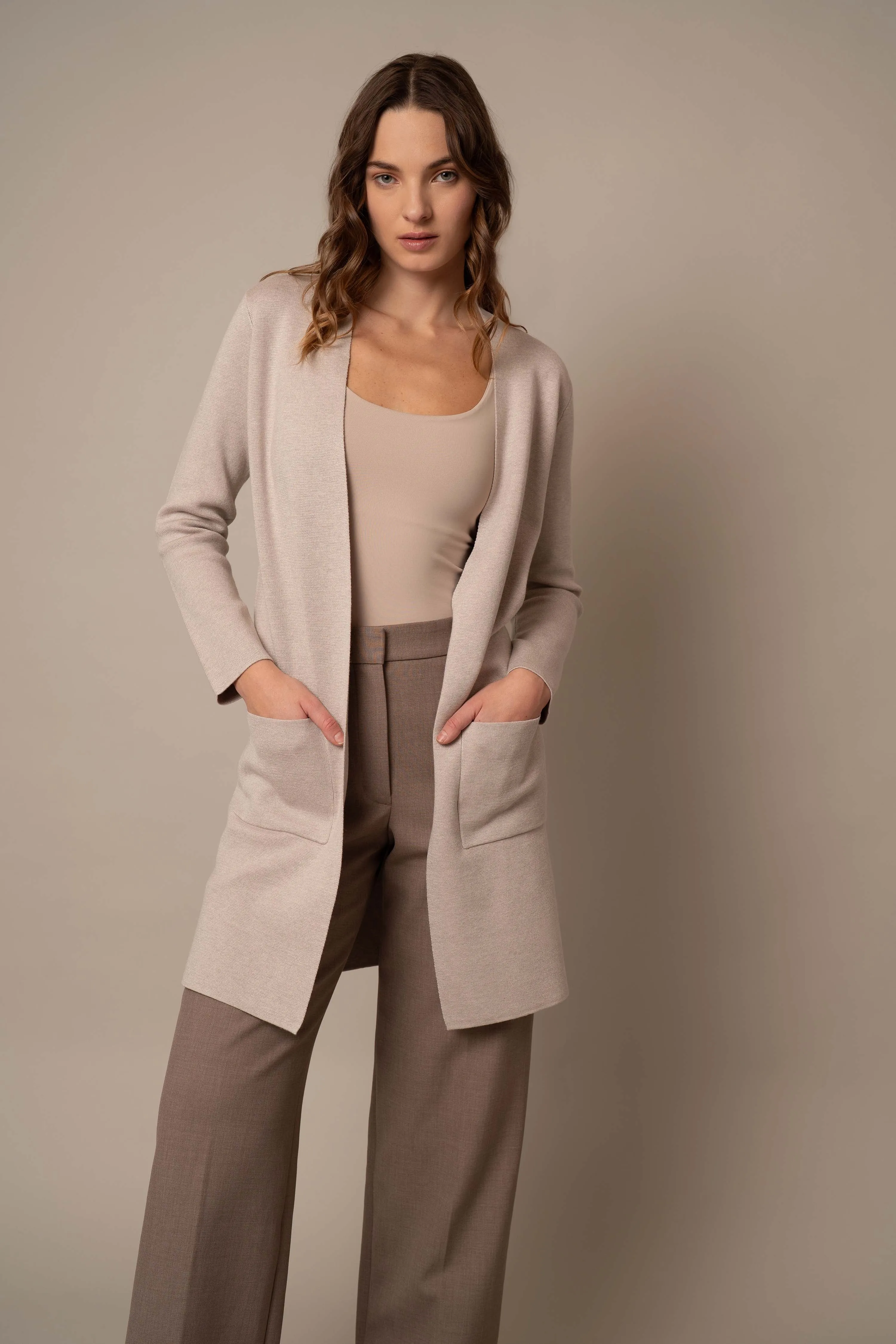 Long Open Cardigan with Pockets daily chic