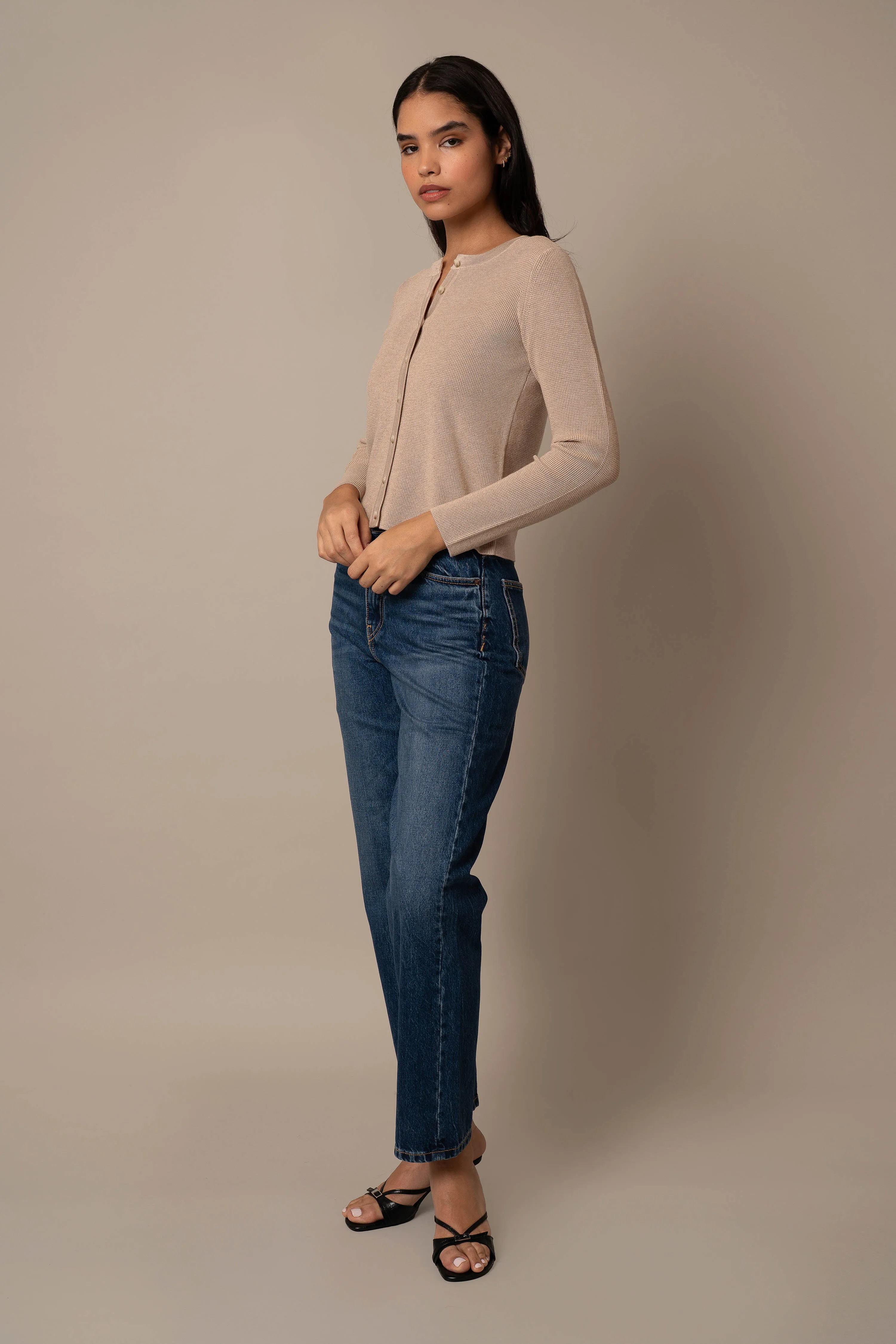 Long Sleeve Waffle Cardigan outdoor comfort