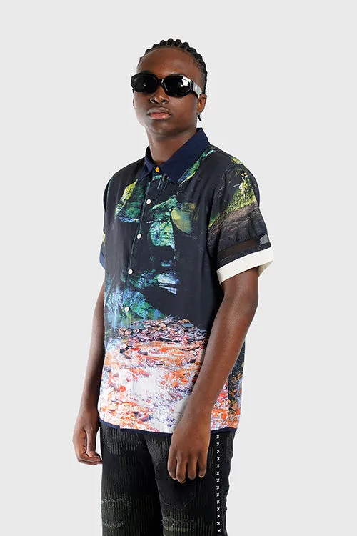 Lost in Paradise Short-sleeve Button-up Shirt stylish look