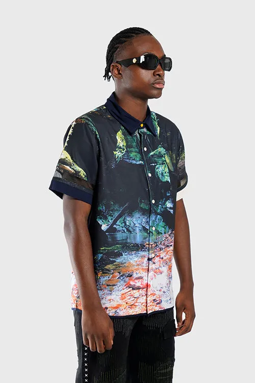 Lost in Paradise Short-sleeve Button-up Shirt stylish look
