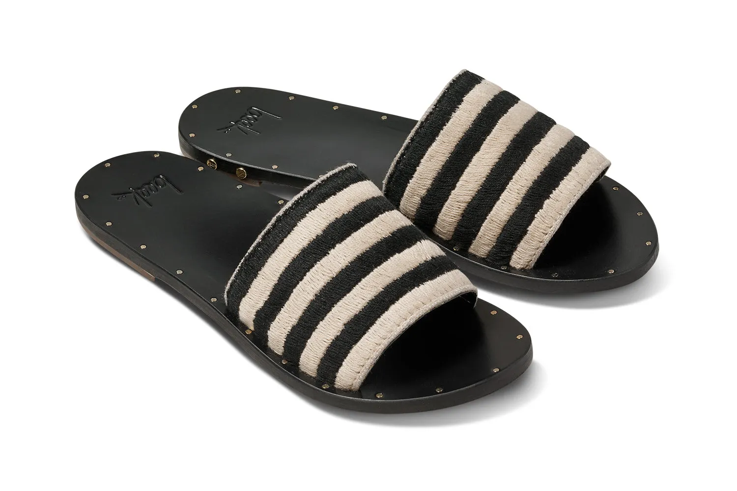 All Leather,black,cf-size-10,cf-size-11,cf-size-5,cf-size-6,cf-size-7,cf-size-8,cf-size-9,color_black-stripe,embroidered,LOVEBIRD,Sandals,Slide,Slides,stripe,stylegroup_LOVEBIRD,SU25,vanilla,white,woven,YGroup_Lovebird