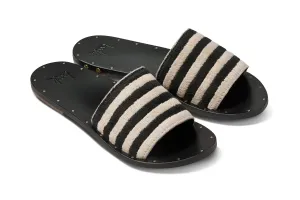 All Leather,black,cf-size-10,cf-size-11,cf-size-5,cf-size-6,cf-size-7,cf-size-8,cf-size-9,color_black-stripe,embroidered,LOVEBIRD,Sandals,Slide,Slides,stripe,stylegroup_LOVEBIRD,SU25,vanilla,white,woven,YGroup_Lovebird