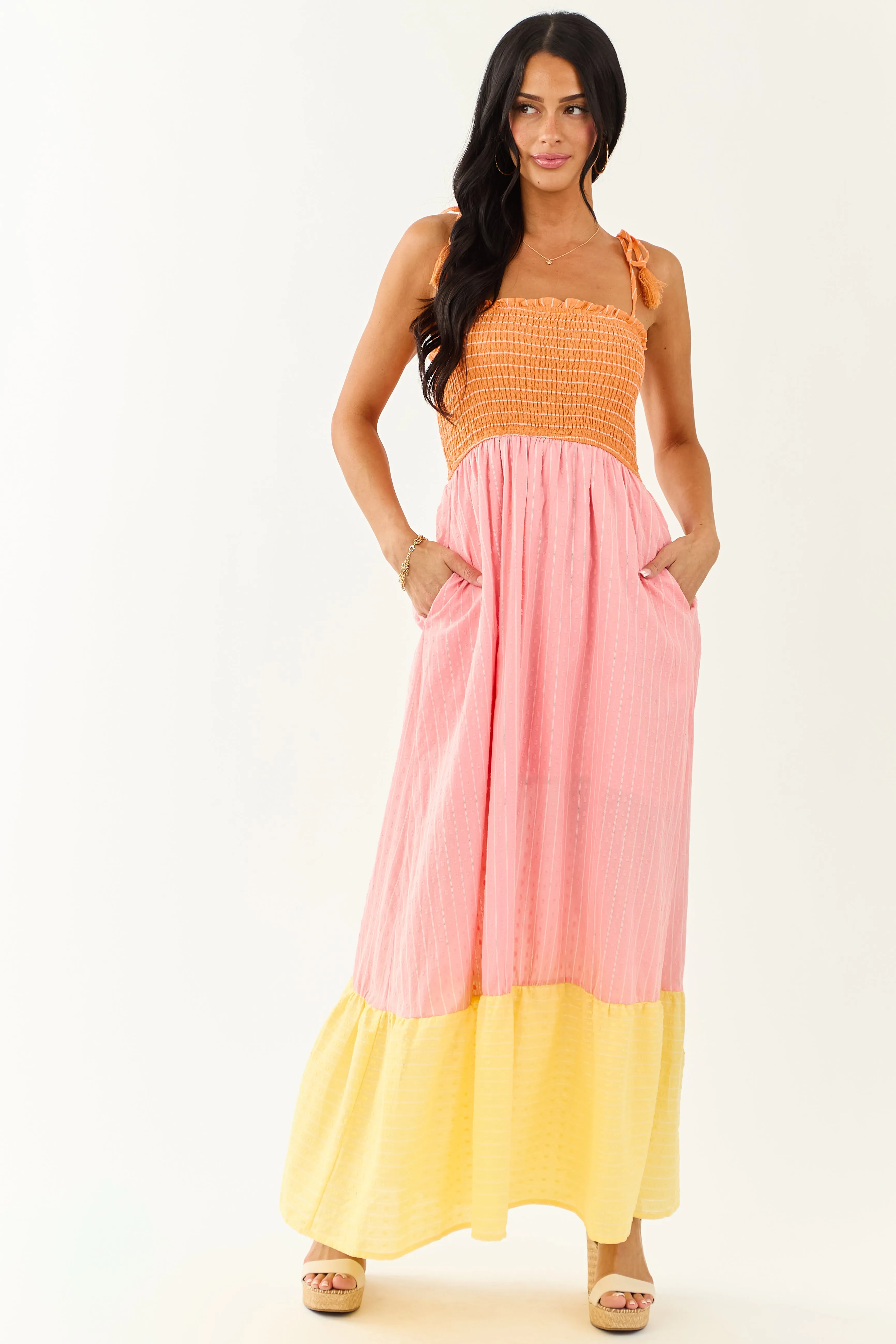 Lovelo Baby Pink Swiss Dot Cotton Maxi Dress pastel shade