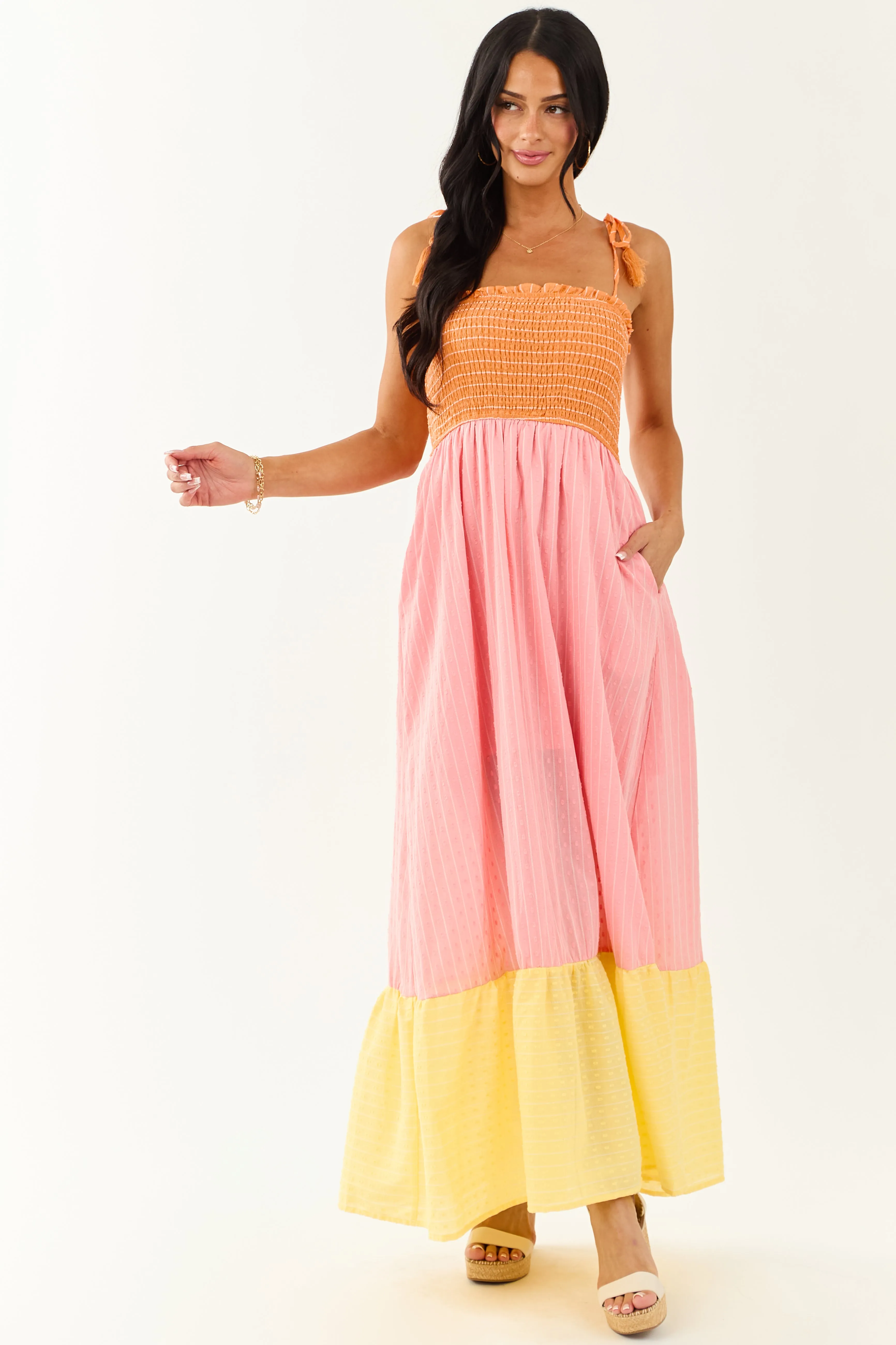 Lovelo Baby Pink Swiss Dot Cotton Maxi Dress pastel shade