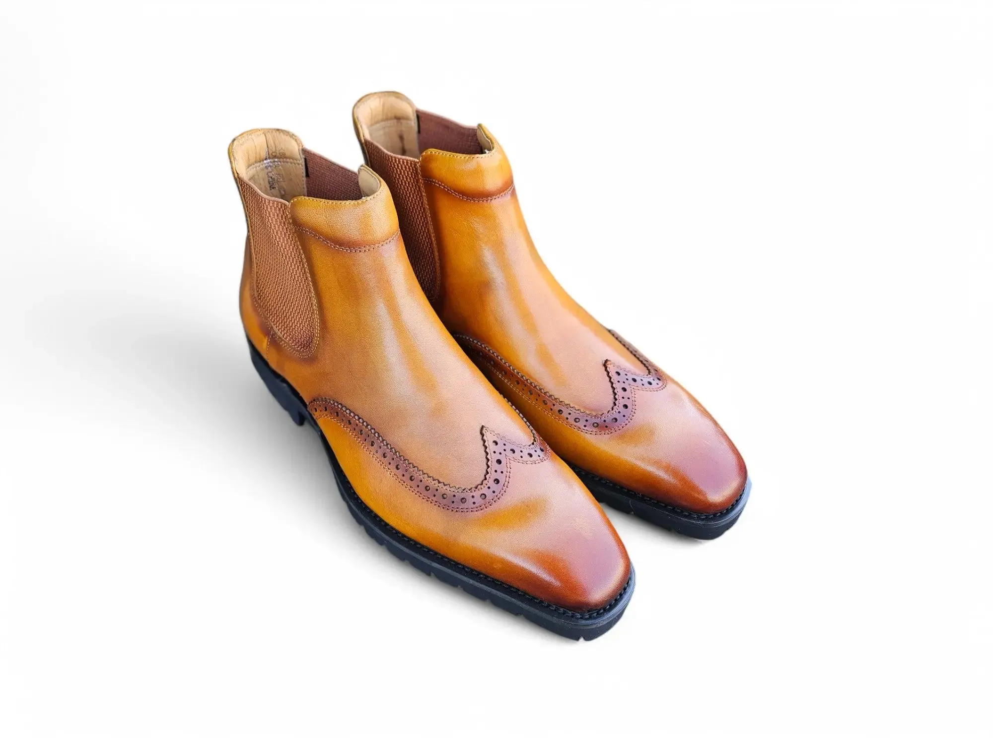 Lug Sole Chelsea Boot with Wingtip Toe weekend edge