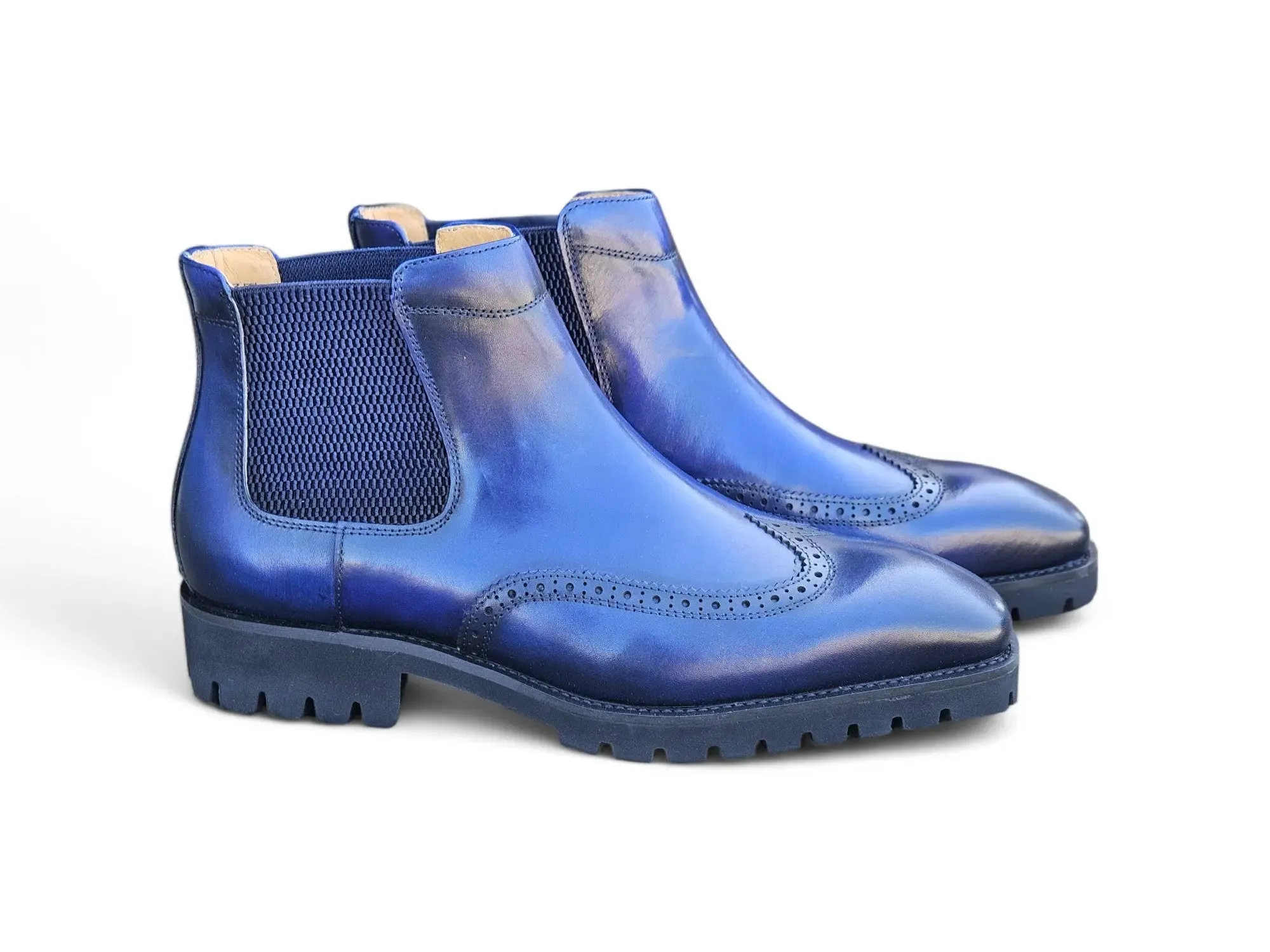 Lug Sole Chelsea Boot with Wingtip Toe weekend edge