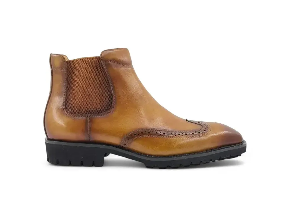 Lug Sole Chelsea Boot with Wingtip Toe weekend edge