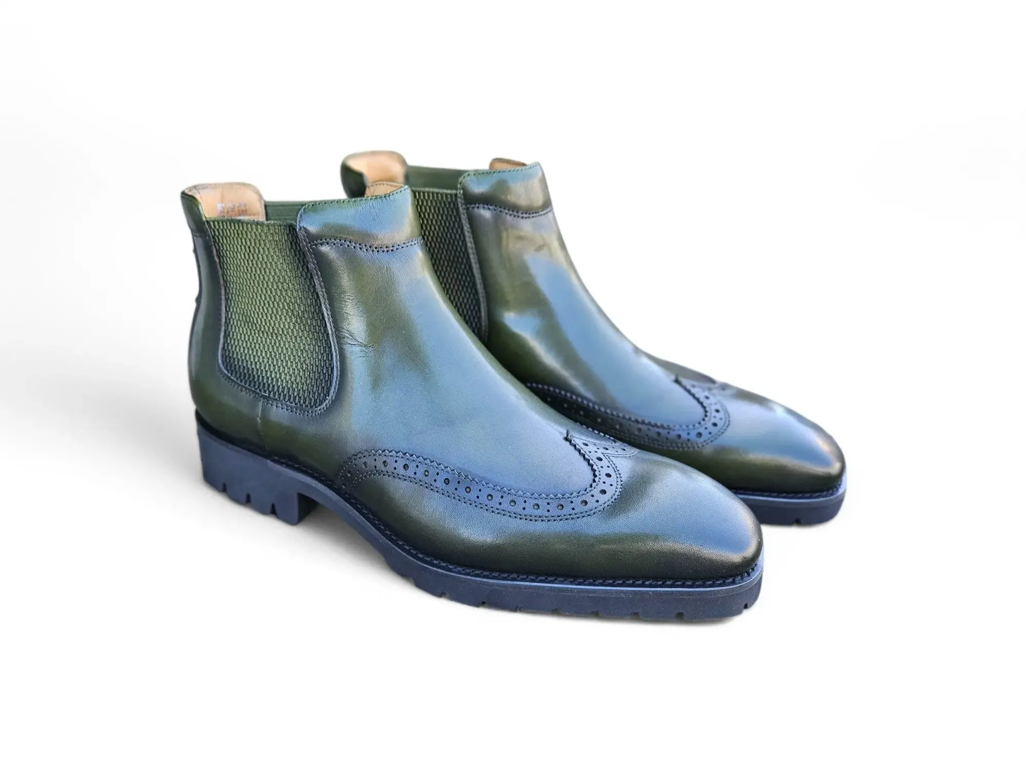 Lug Sole Chelsea Boot with Wingtip Toe weekend edge