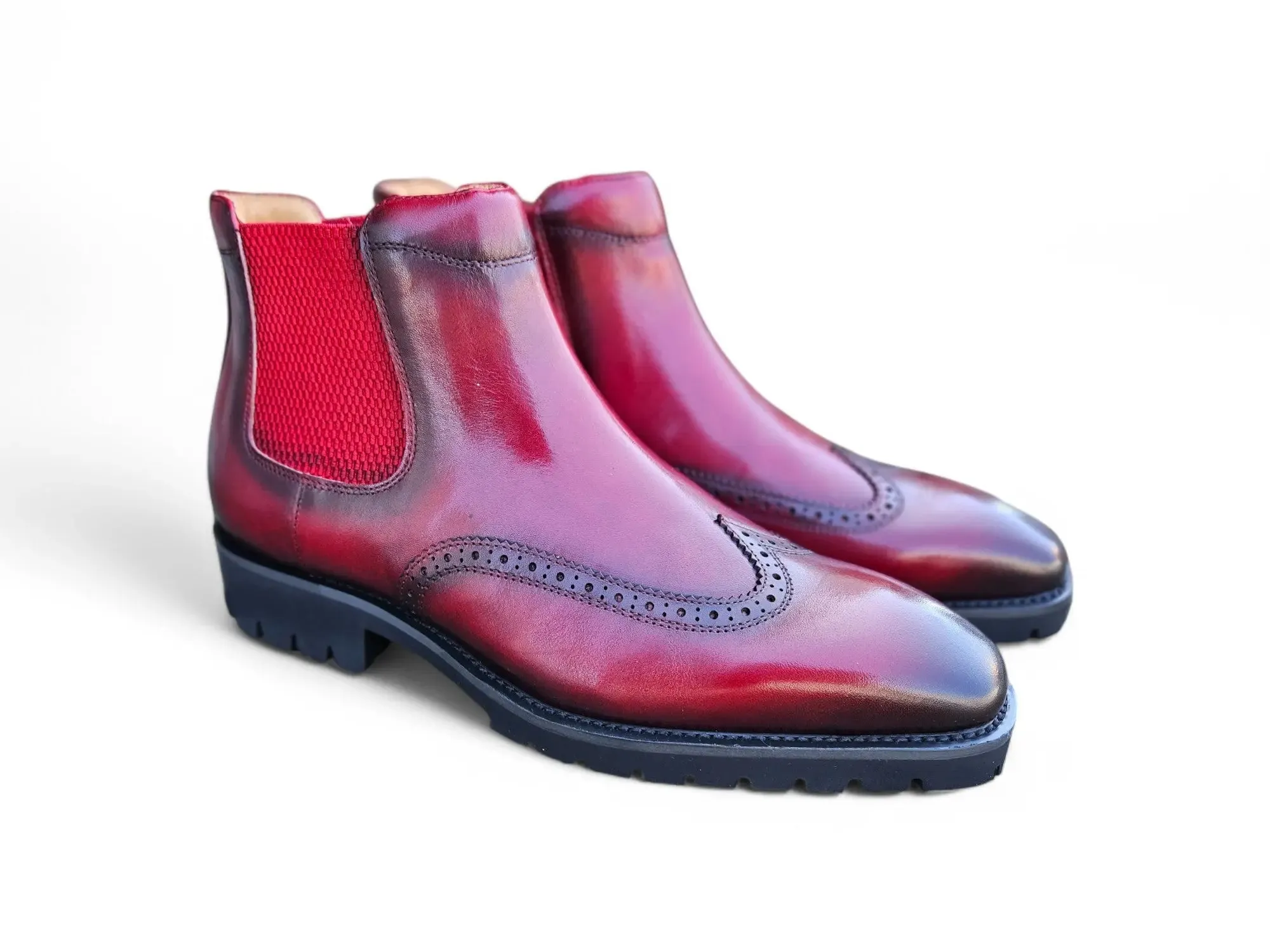 Lug Sole Chelsea Boot with Wingtip Toe weekend edge