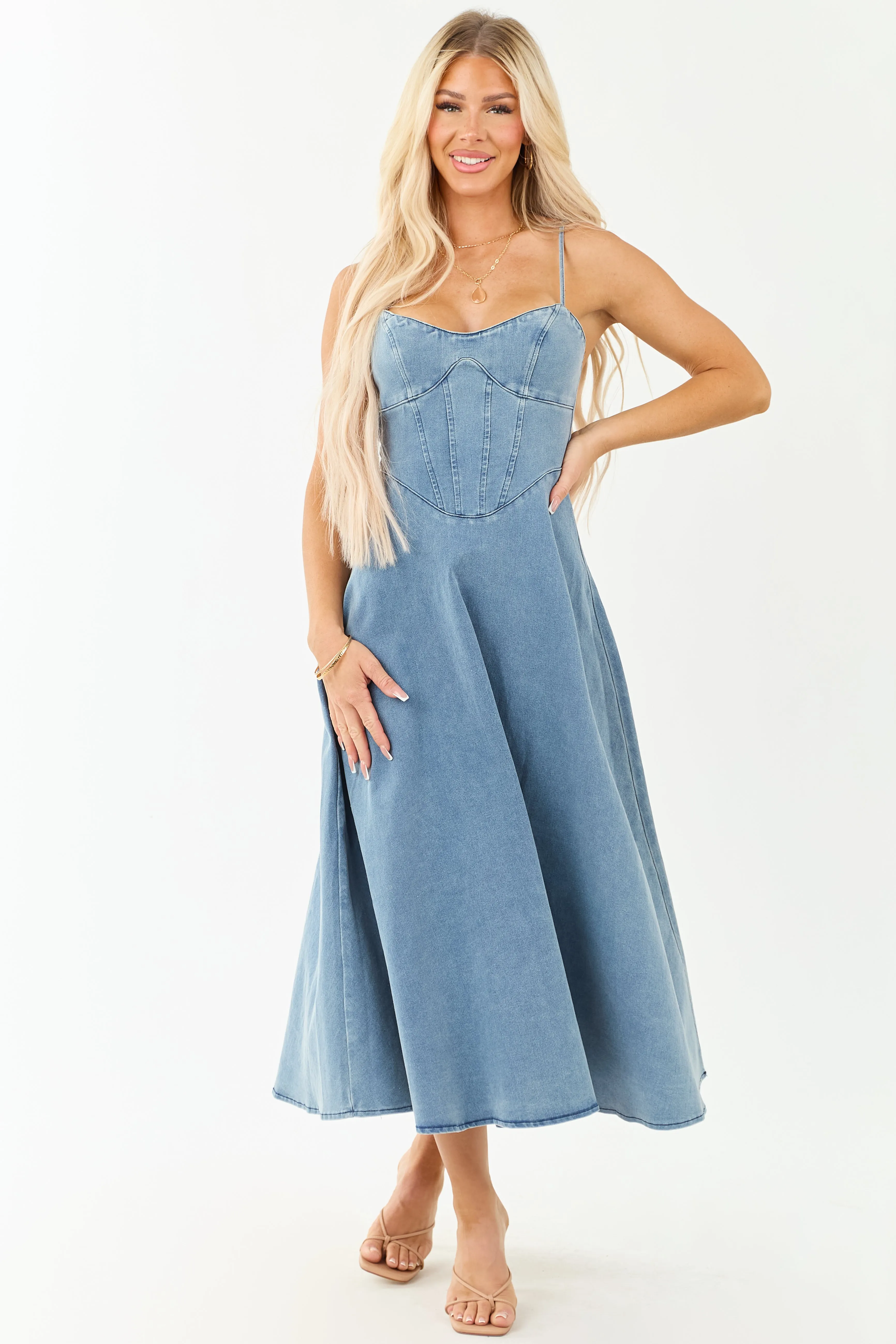 6/23/2025,ALL_PRODUCTS,back-in-stock:true,filter-fabric:Cotton,filter-fabric:Denim,filter-neckline:Sweetheart,filter-pattern:Solid,filter-season:Summer,filter-sleeve:Sleeveless,gpc:Dresses,pc:Midi_Dresses,Reg-Price