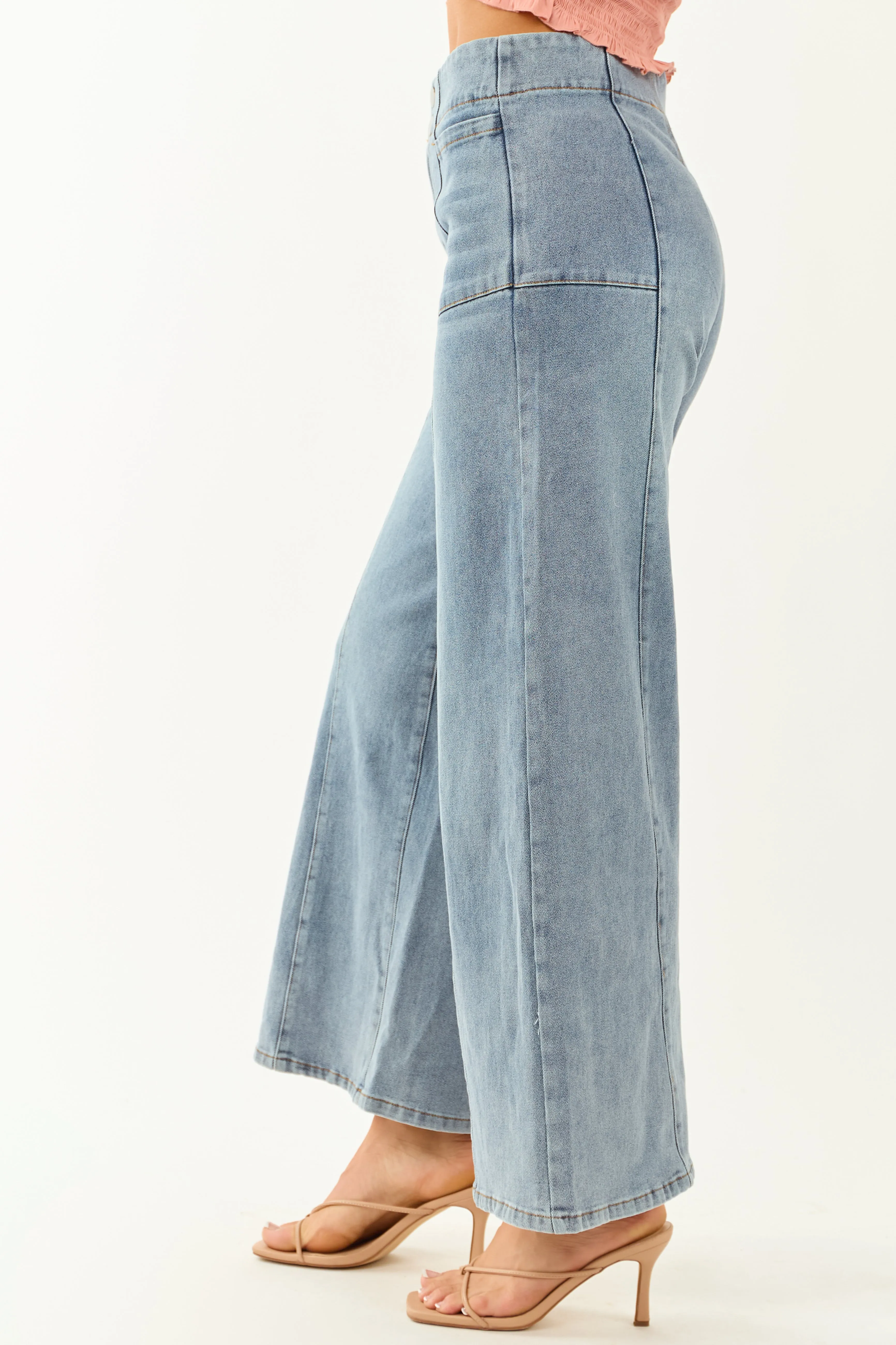 Medium Wash Super Wide Leg Semi-Stretchy Jeans bold soul