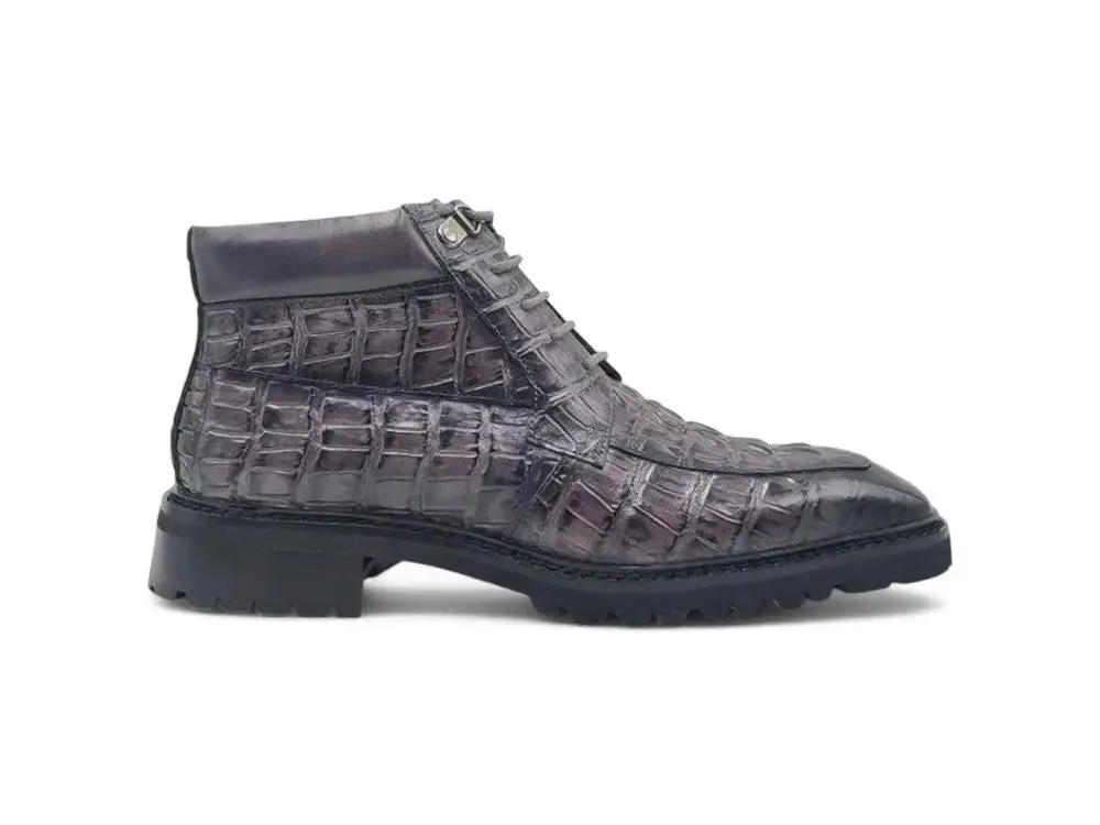 Men's Lace-up Boots Alligator Embossed dust guard